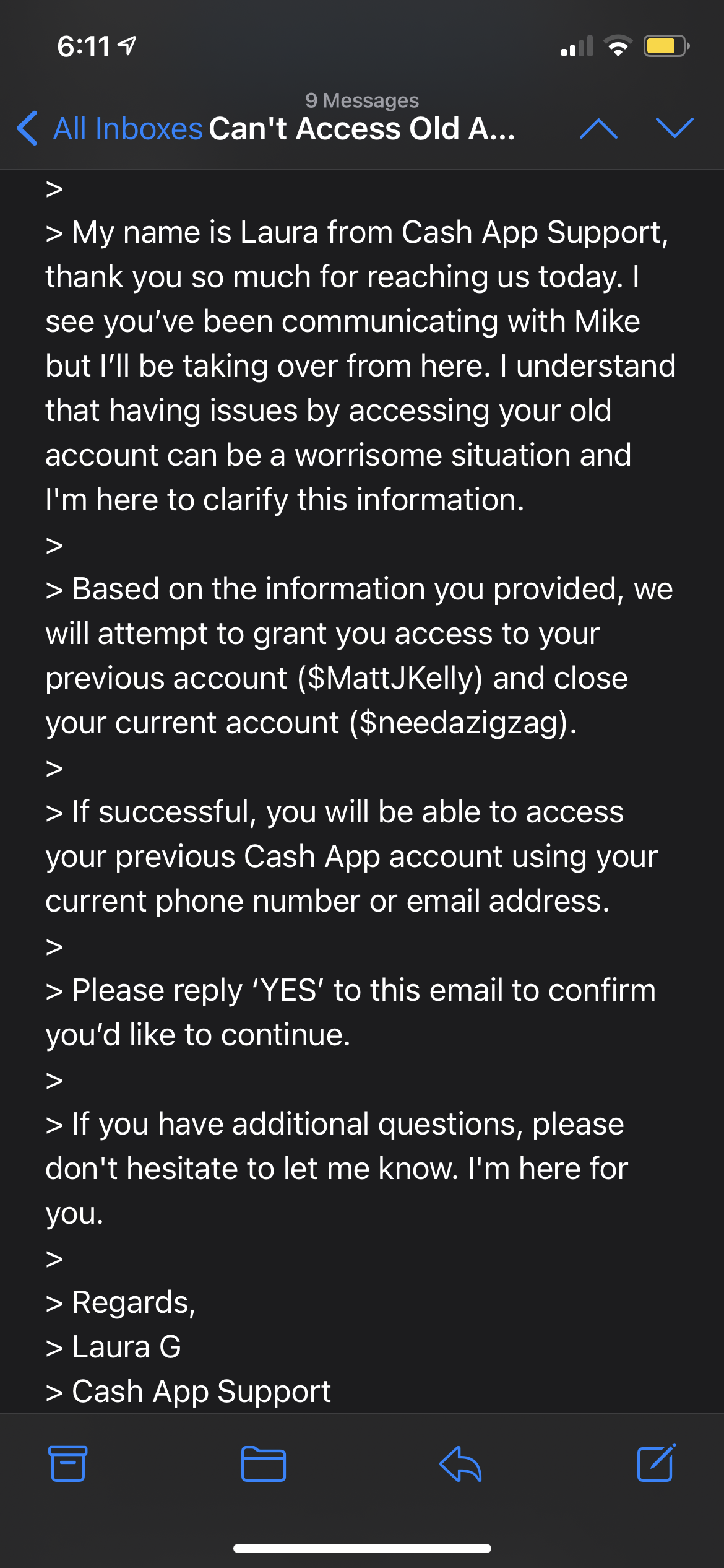 Cash App complaint Will not grant me access to my account or send money back to card