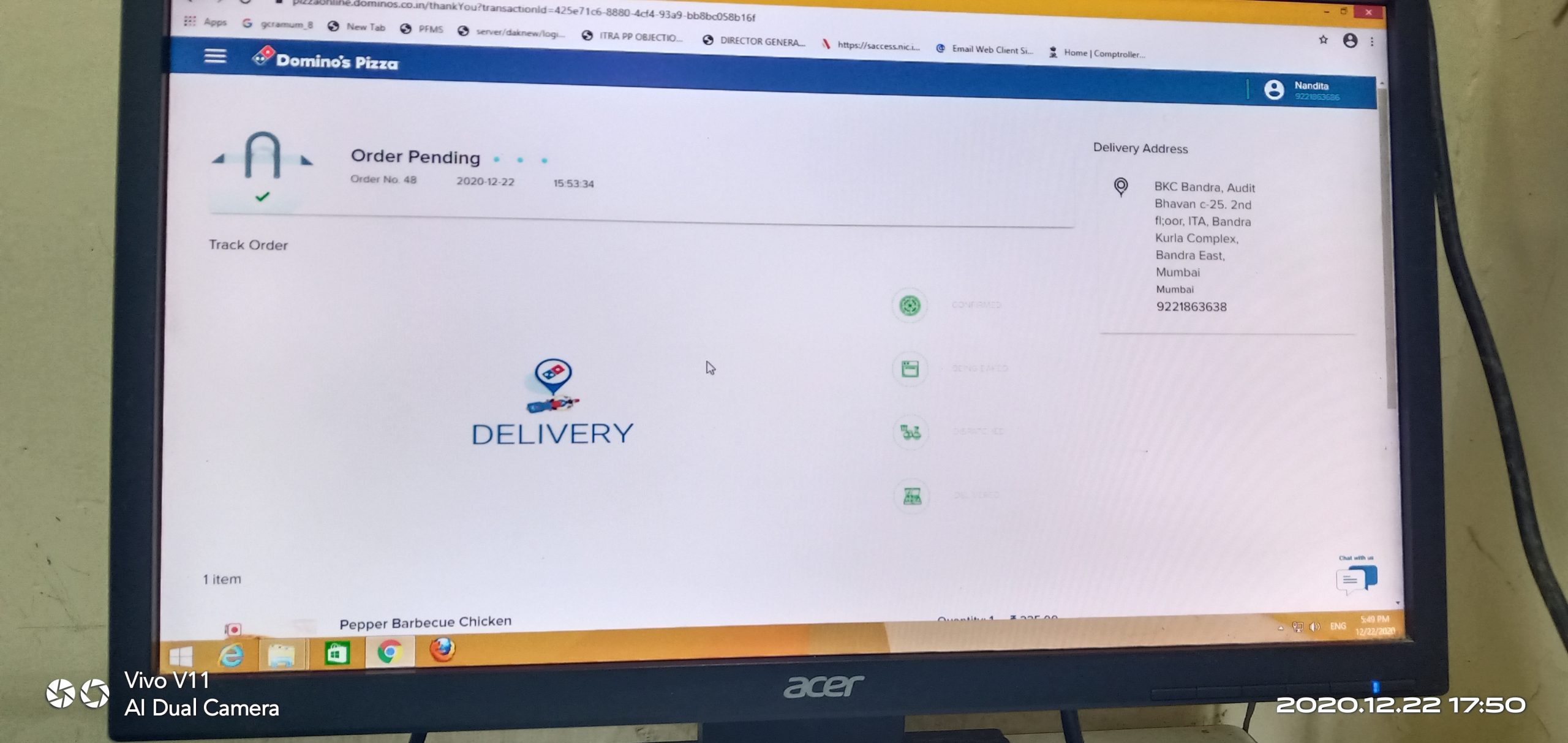 Dominos Pizza complaint Pizza not delivered nor attended phone call