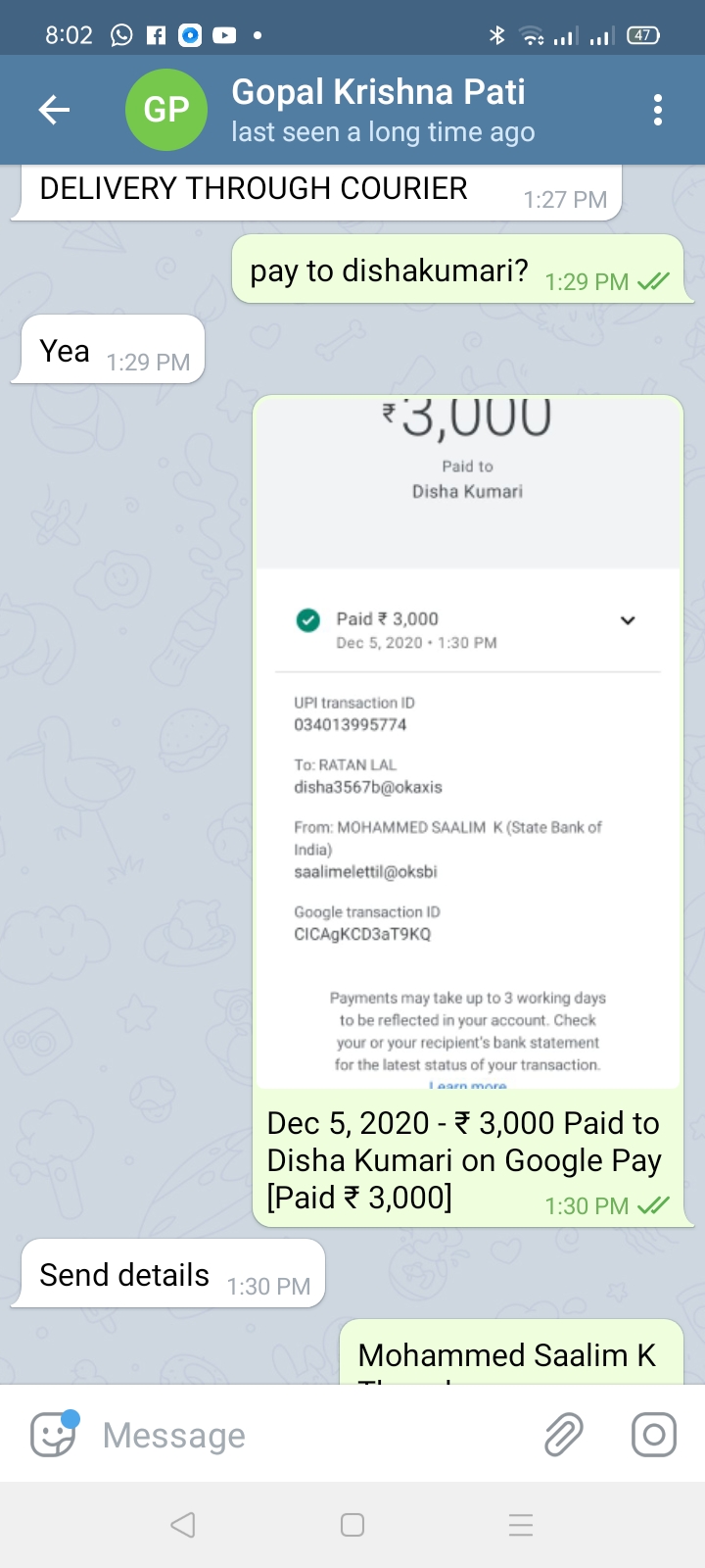 Telegram complaint Cheating people using telegram platform
