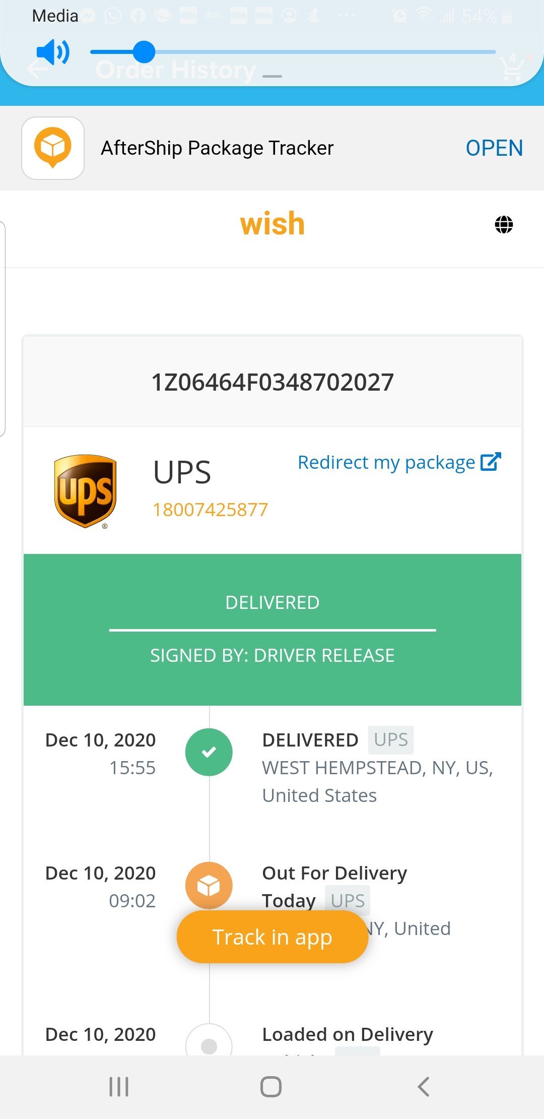 Wish complaint Never received package - sent to different person