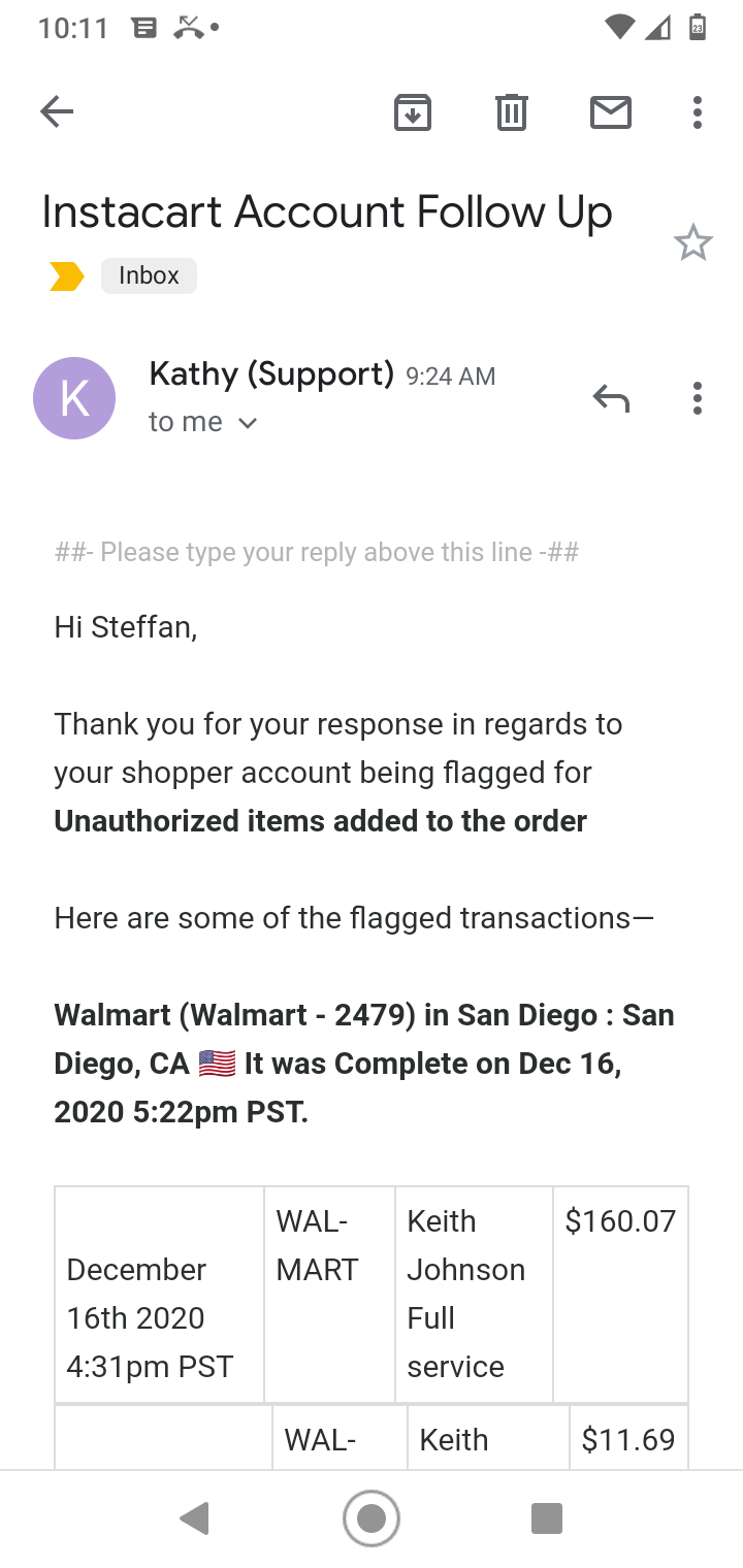Instacart complaint Accused of theft