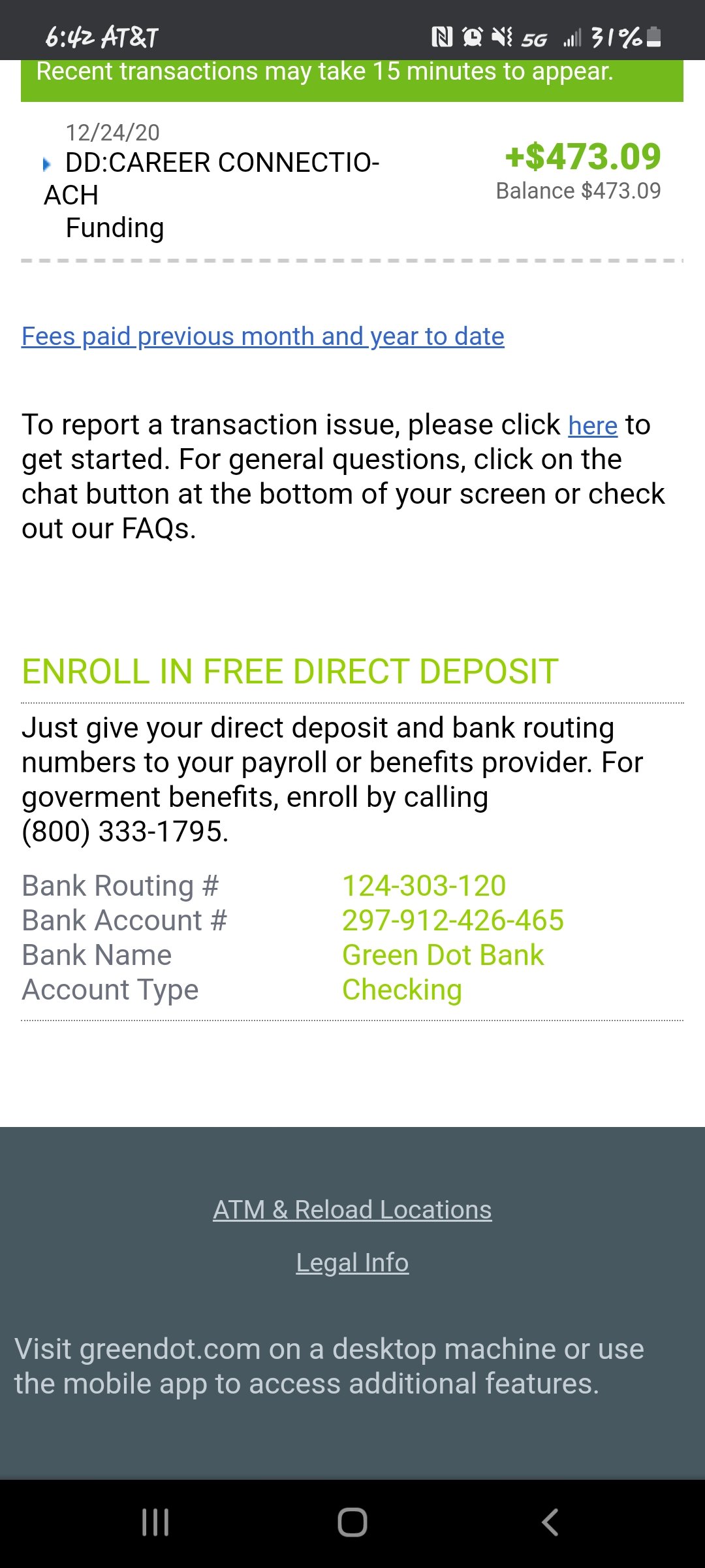 Green Dot Bank complaint Restricted account
