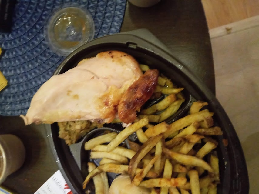 Swiss Chalet complaint Undercooked chicken, cold fries and also no skin on the chicken breast
