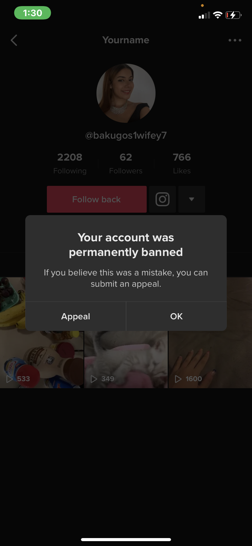 TikTok complaint banned account for no reason