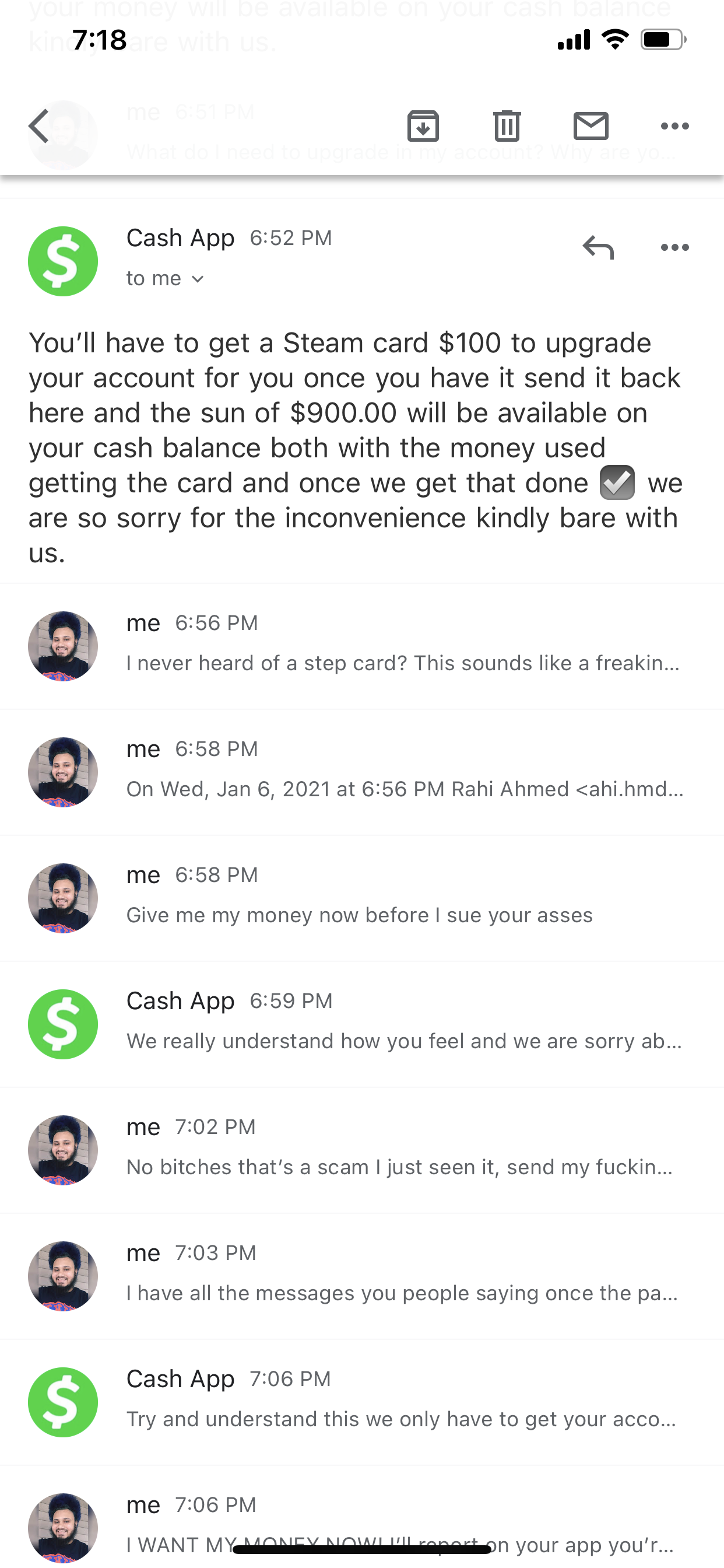 Cash App complaint Cash app trying to scam me
