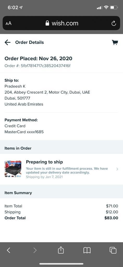 Wish complaint Order hasn’t shipped after 2 months