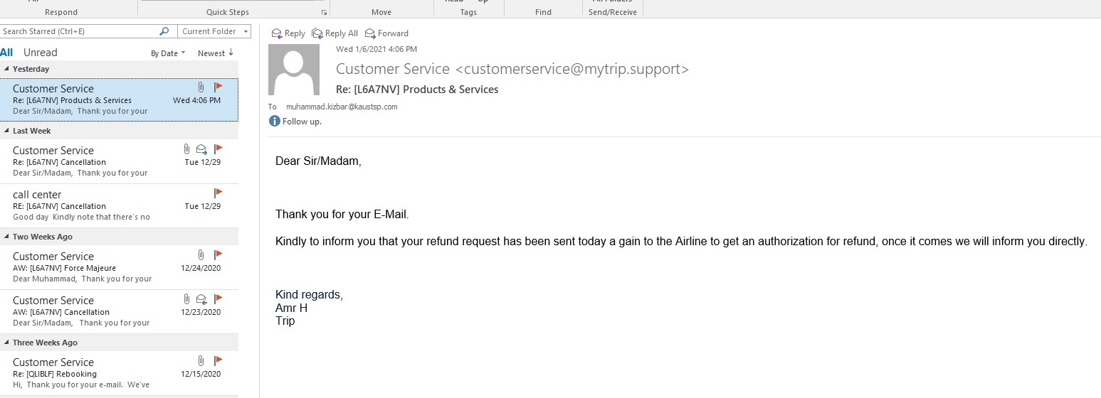 Mytrip.com complaint Delay with comunication