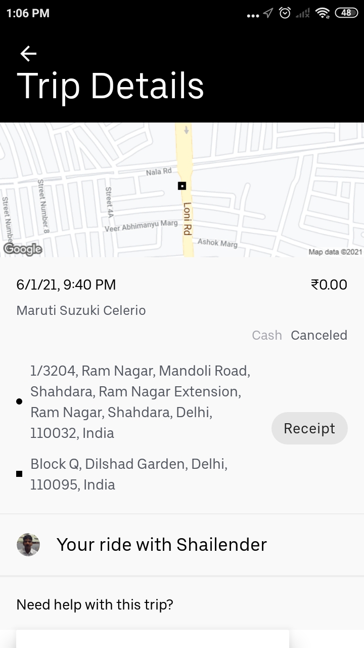 Uber complaint Call disconnect many time and driver personal number not show in the app