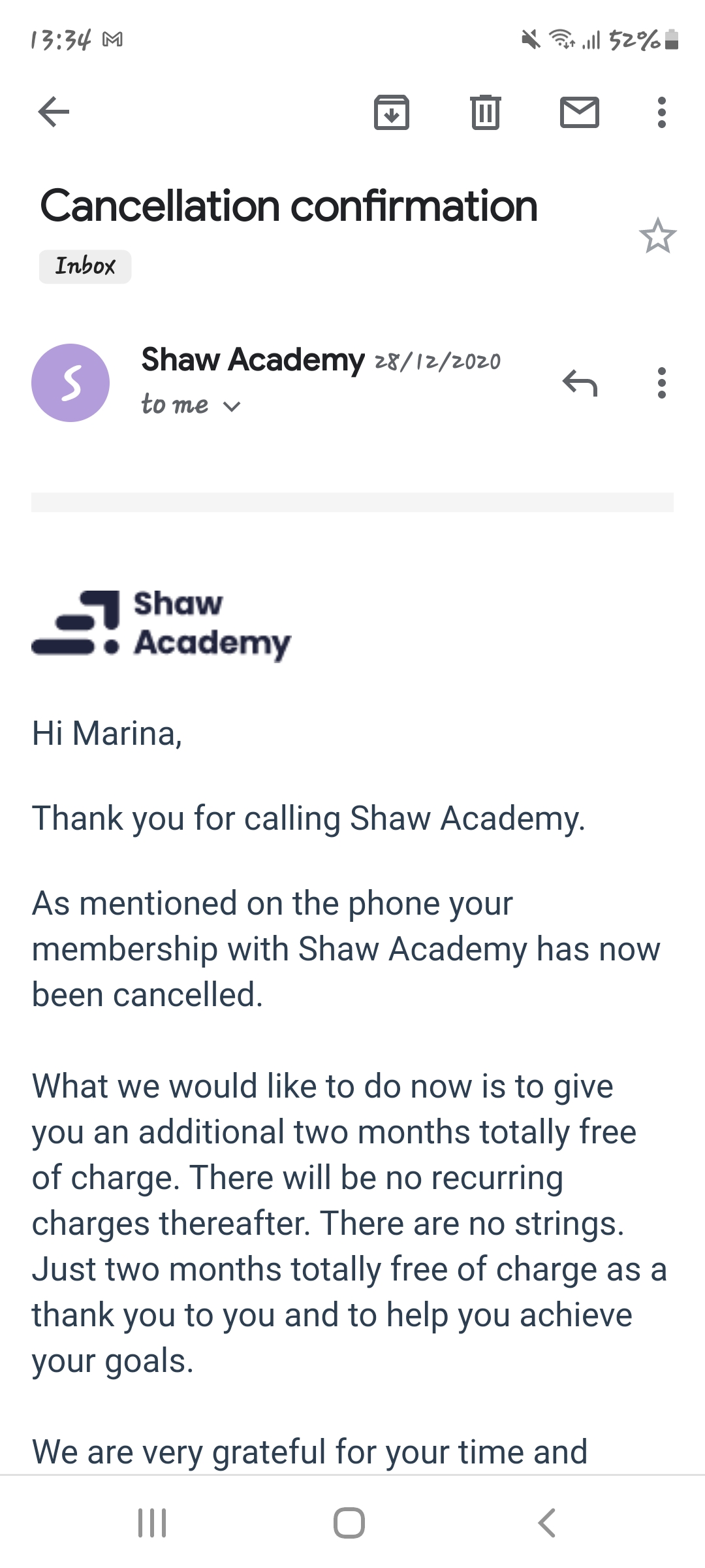 Shaw Academy complaint Harassment