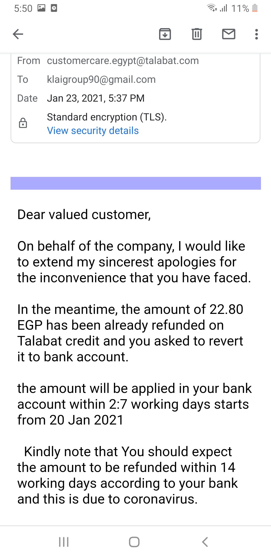 Mastercard complaint No refund for 1 month