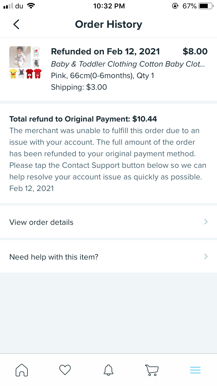 Wish complaint Refund, payment issues