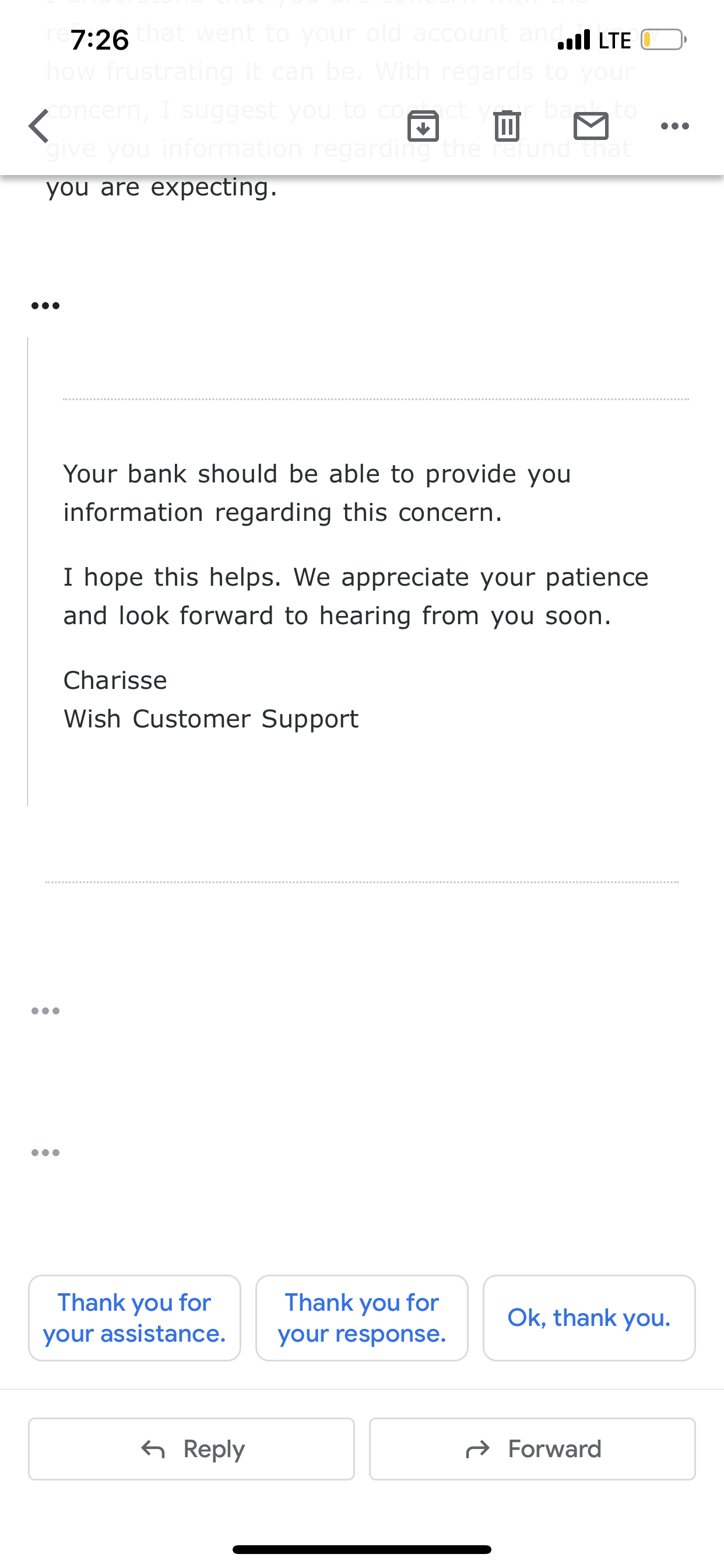 Wish complaint Never received refunded money