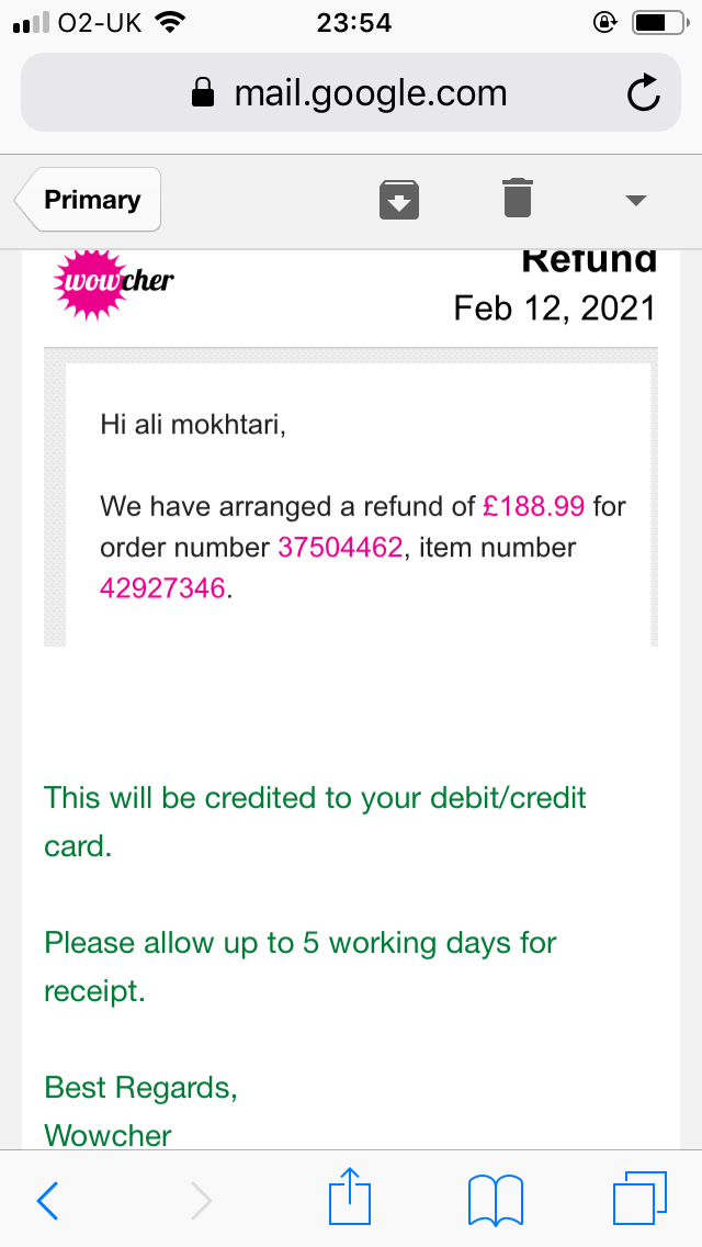 Wowcher complaint they took money from my account