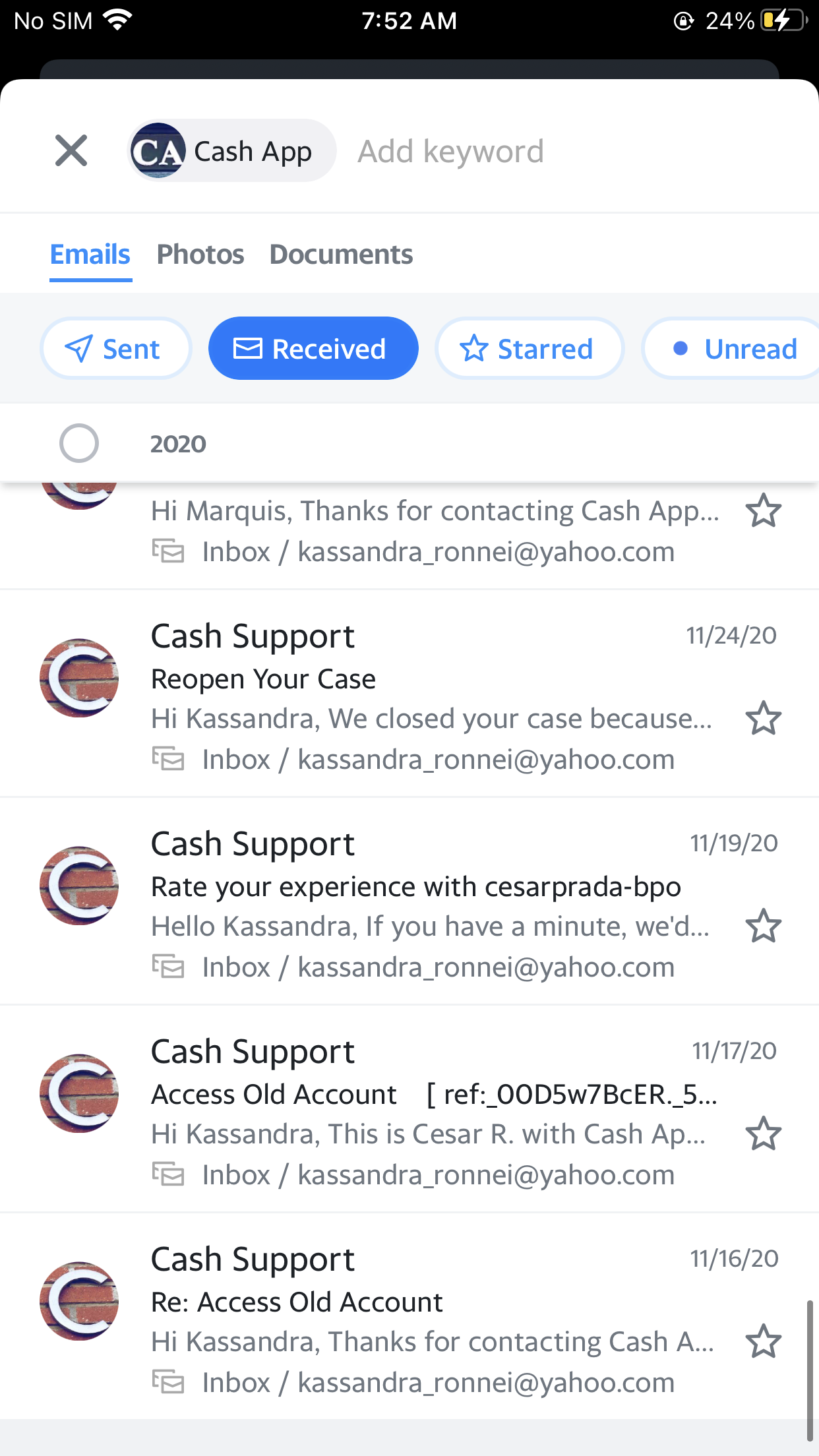 Cash App complaint Can’t access old account
