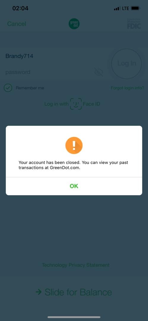 Green Dot Bank complaint My green dot account is been closed