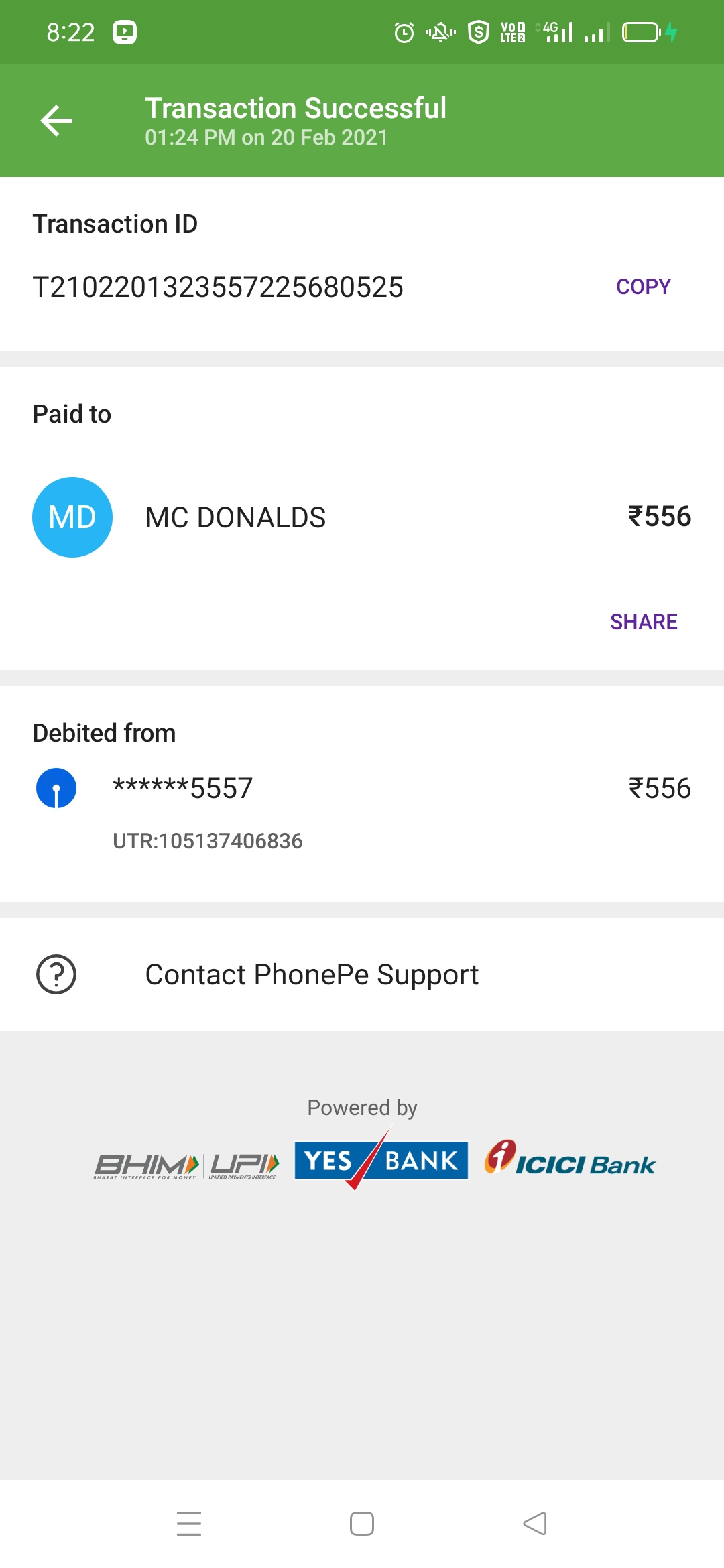 McDonalds complaint My payment not refund