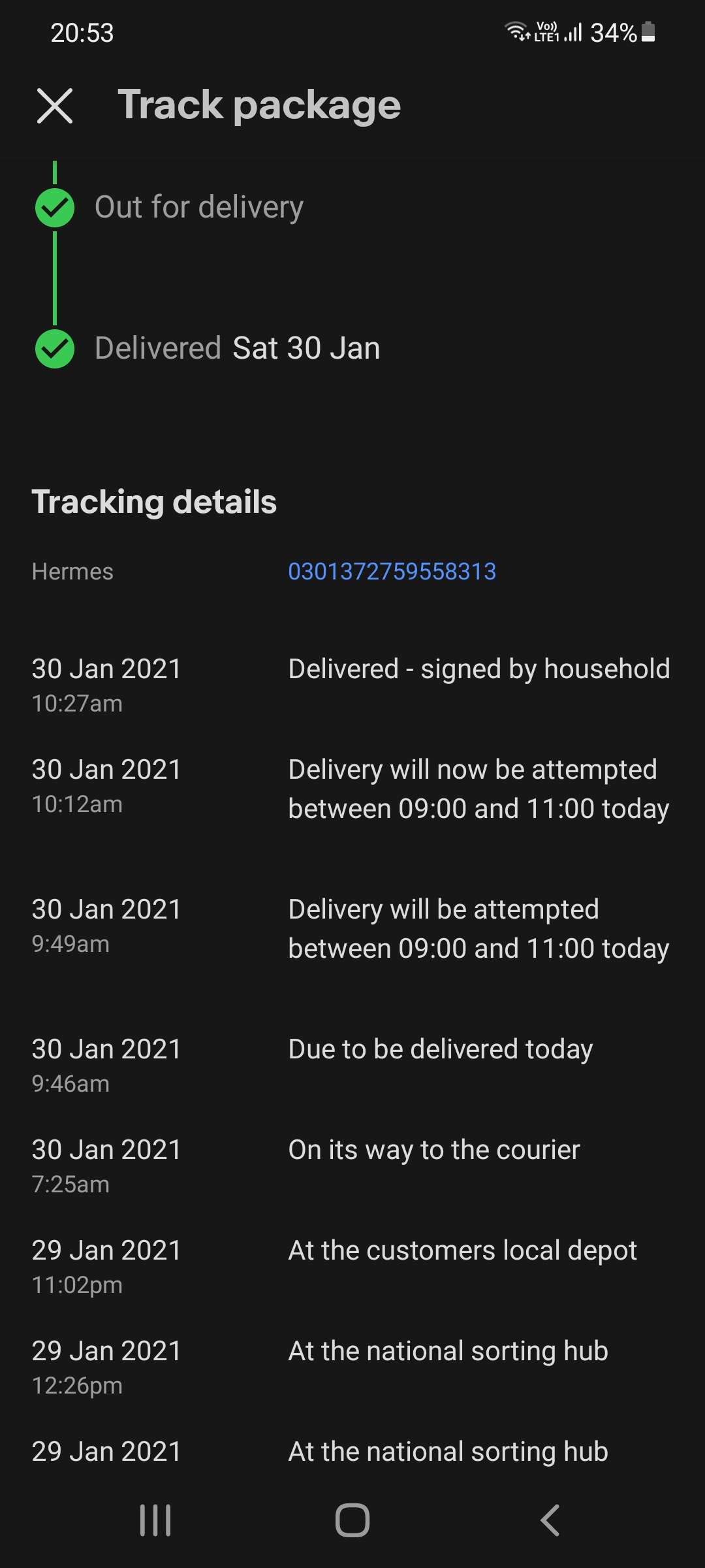 Hermes Parcels complaint Parcel not delivered