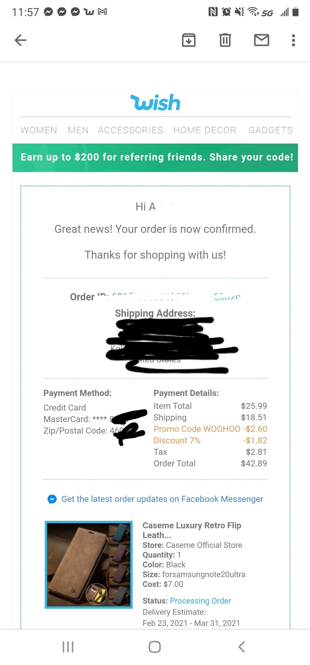 Wish complaint They billed me without placing an order