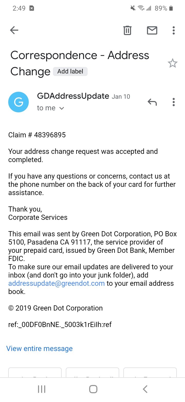 Green Dot Bank complaint Poor Customer Service