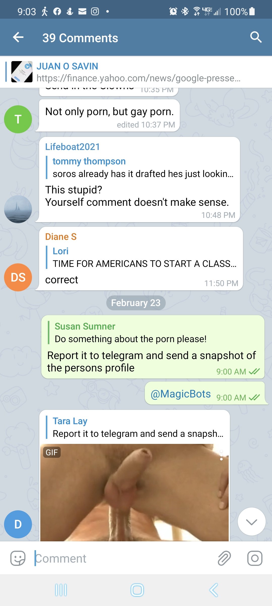 Telegram complaint Gay Pornographic gifs