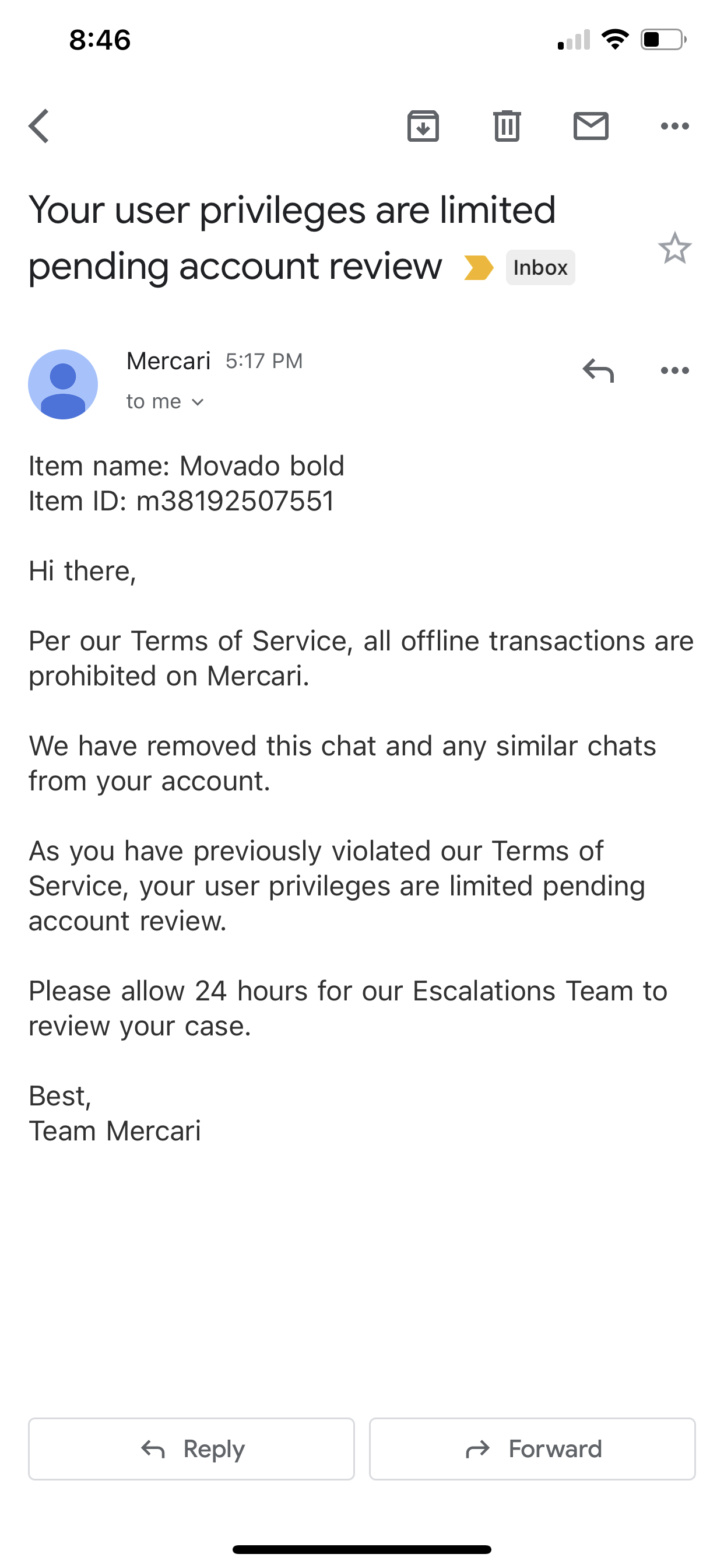 Mercari complaint Horrible customer service