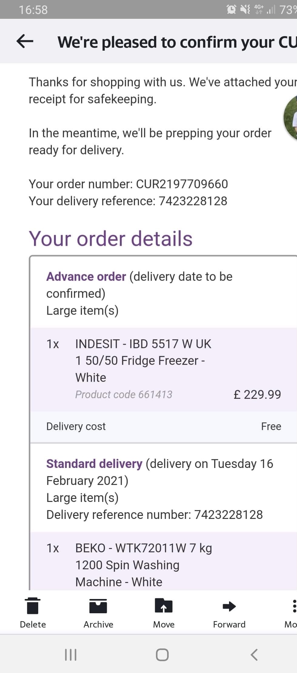 Currys PC World complaint my fridge didn't come home and it's paid, I want it refunded to my account
