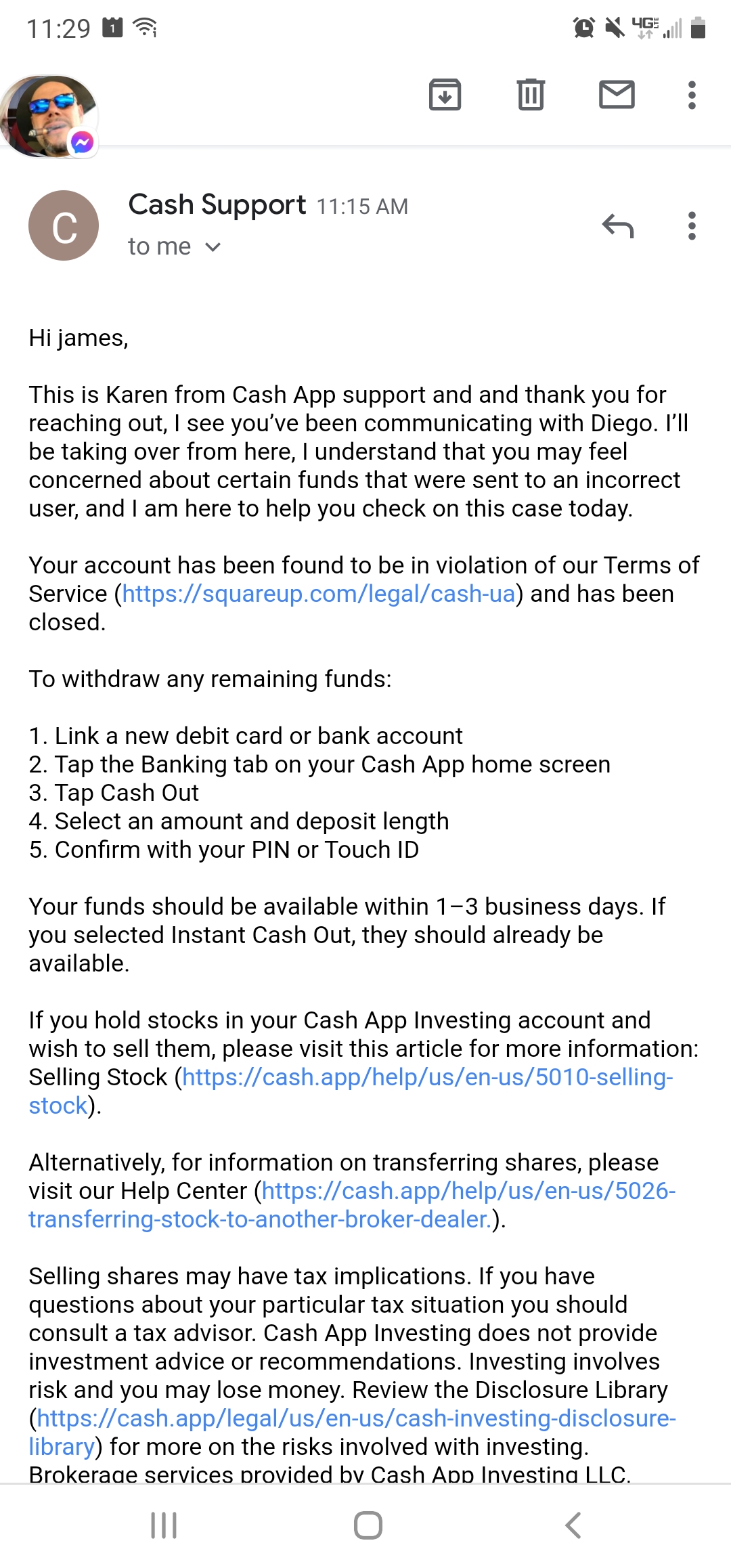 Cash App complaint Lost money