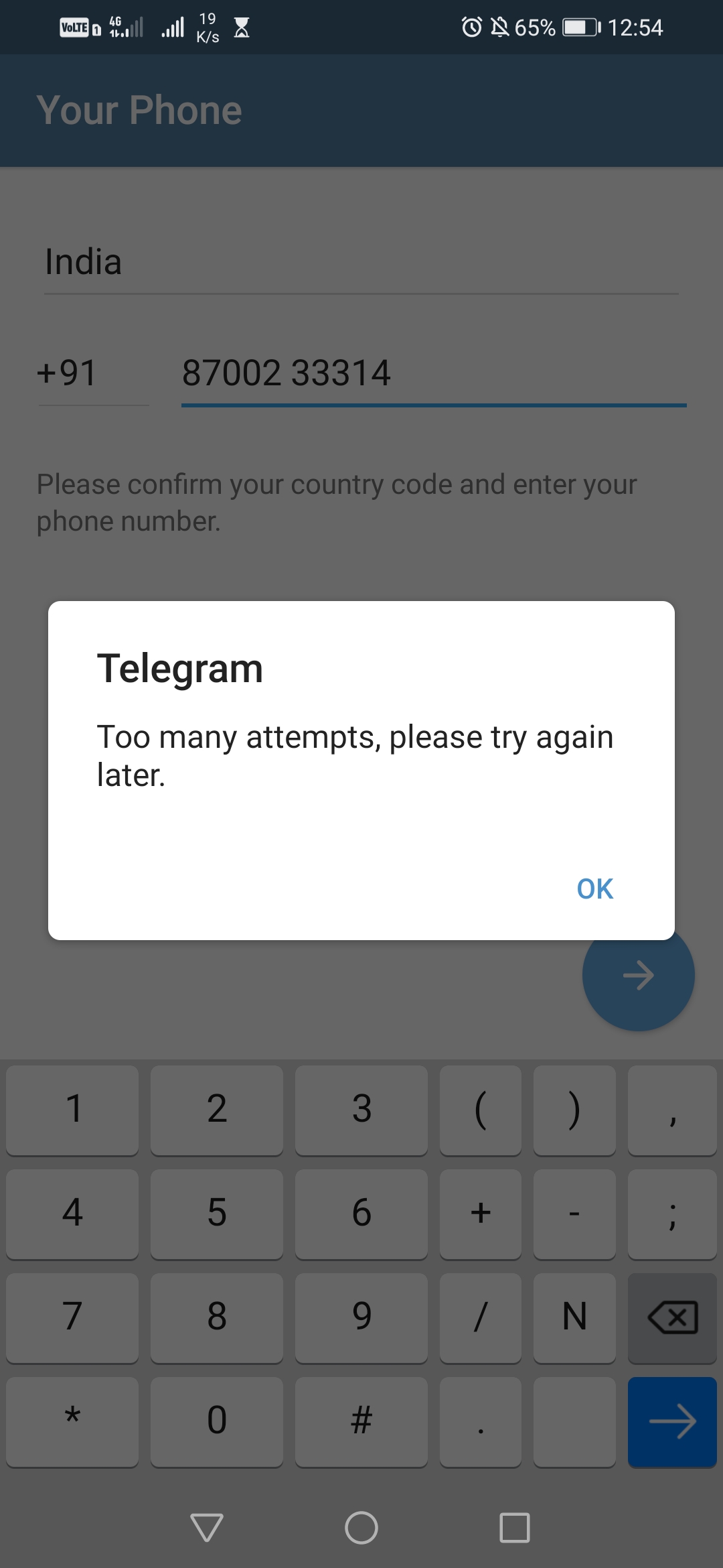 Telegram complaint Not able to login to my account
