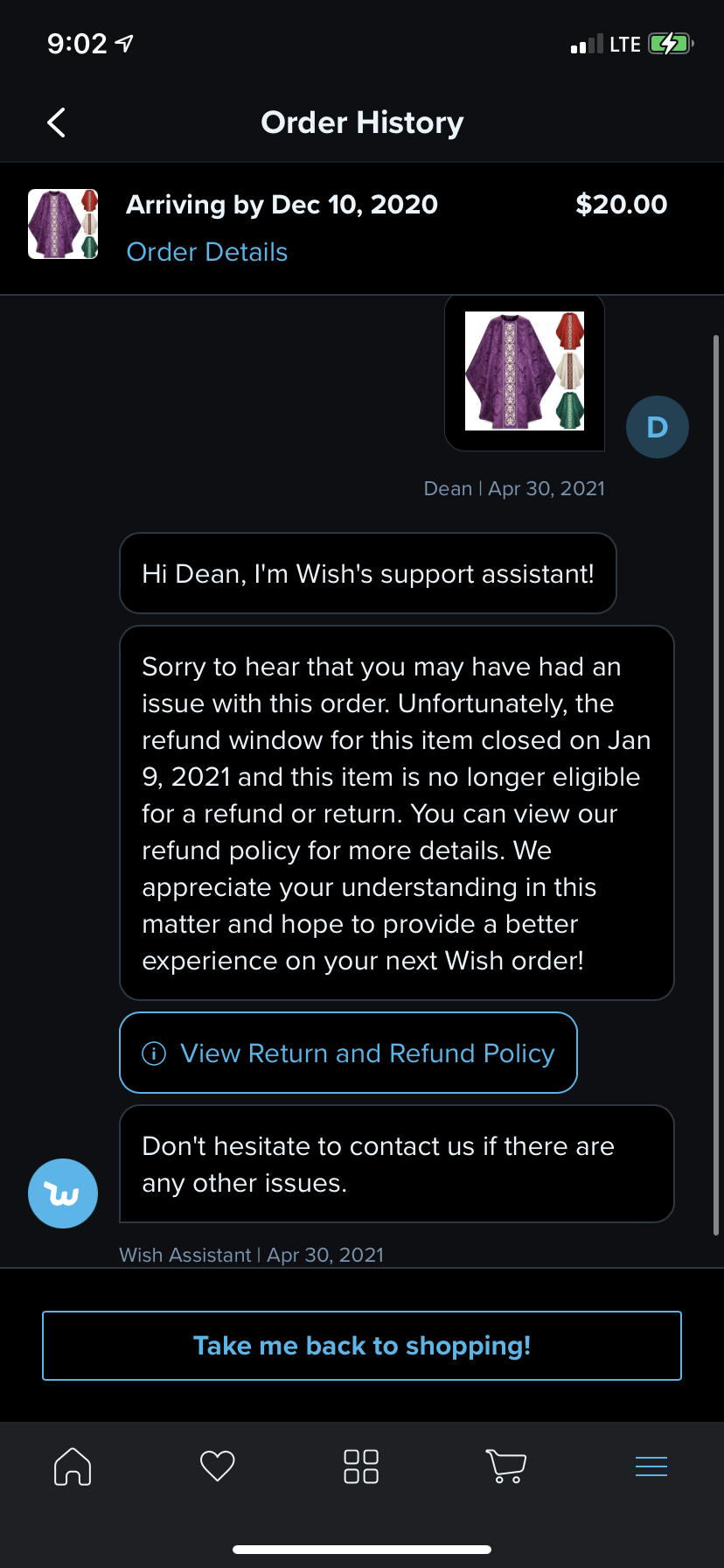 Wish complaint Failure to deliver; failure to respond; failure to refund!