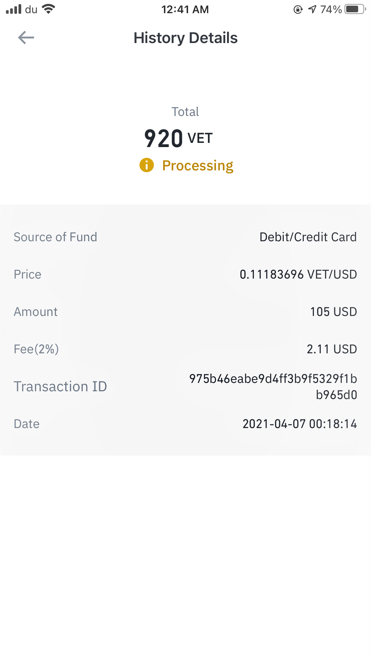 Binance complaint Transaction done on 7th April 2021 still shows processing