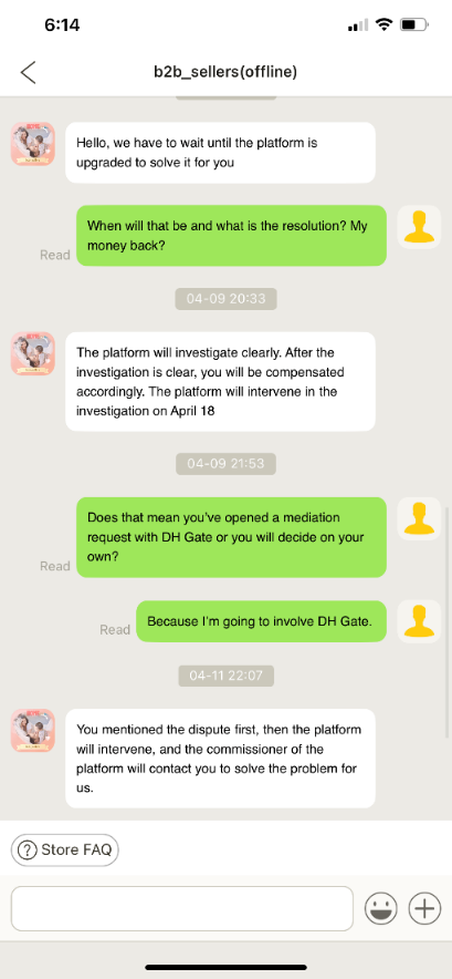 DHgate.com complaint Seller lied about the product