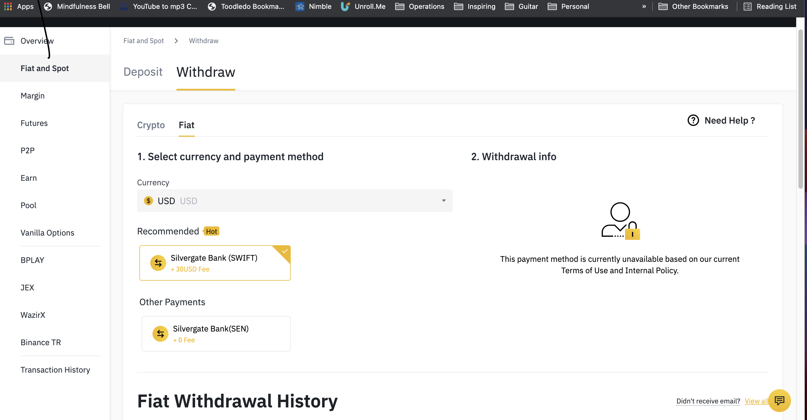 Binance complaint Withdrawn not working
