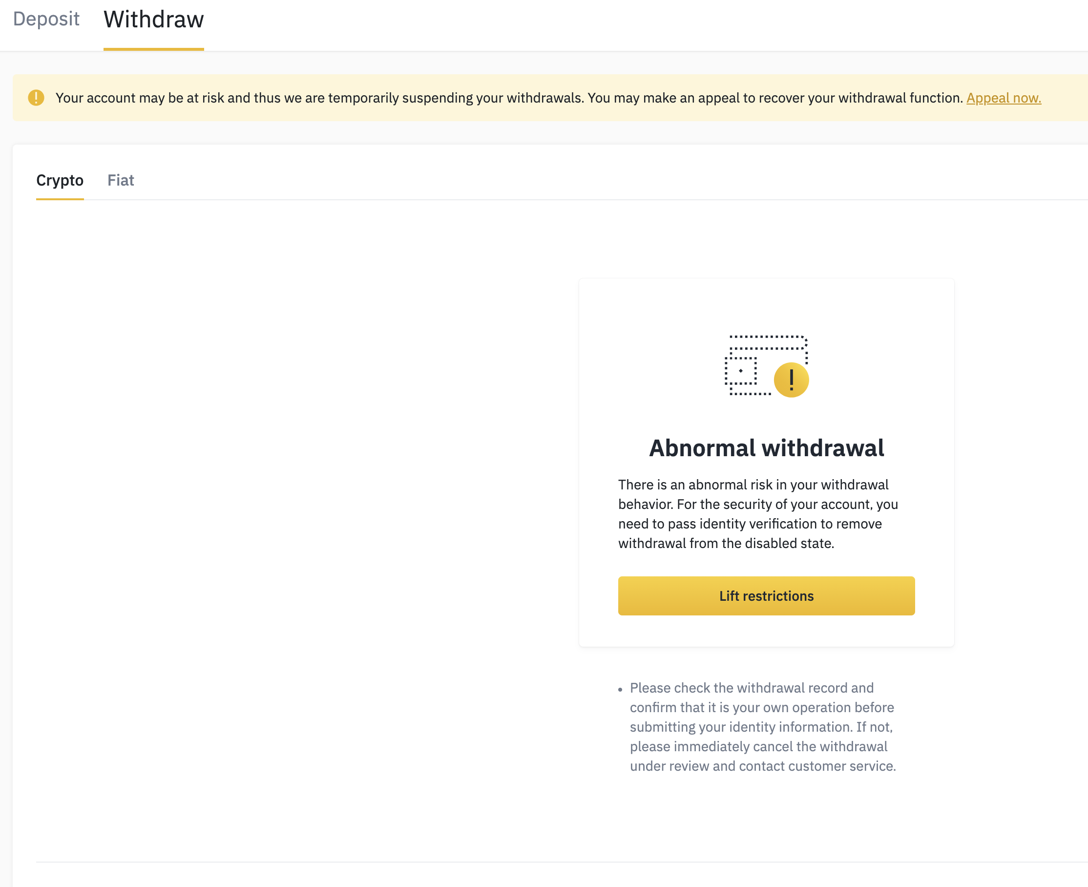 Binance complaint Funds being held hostage
