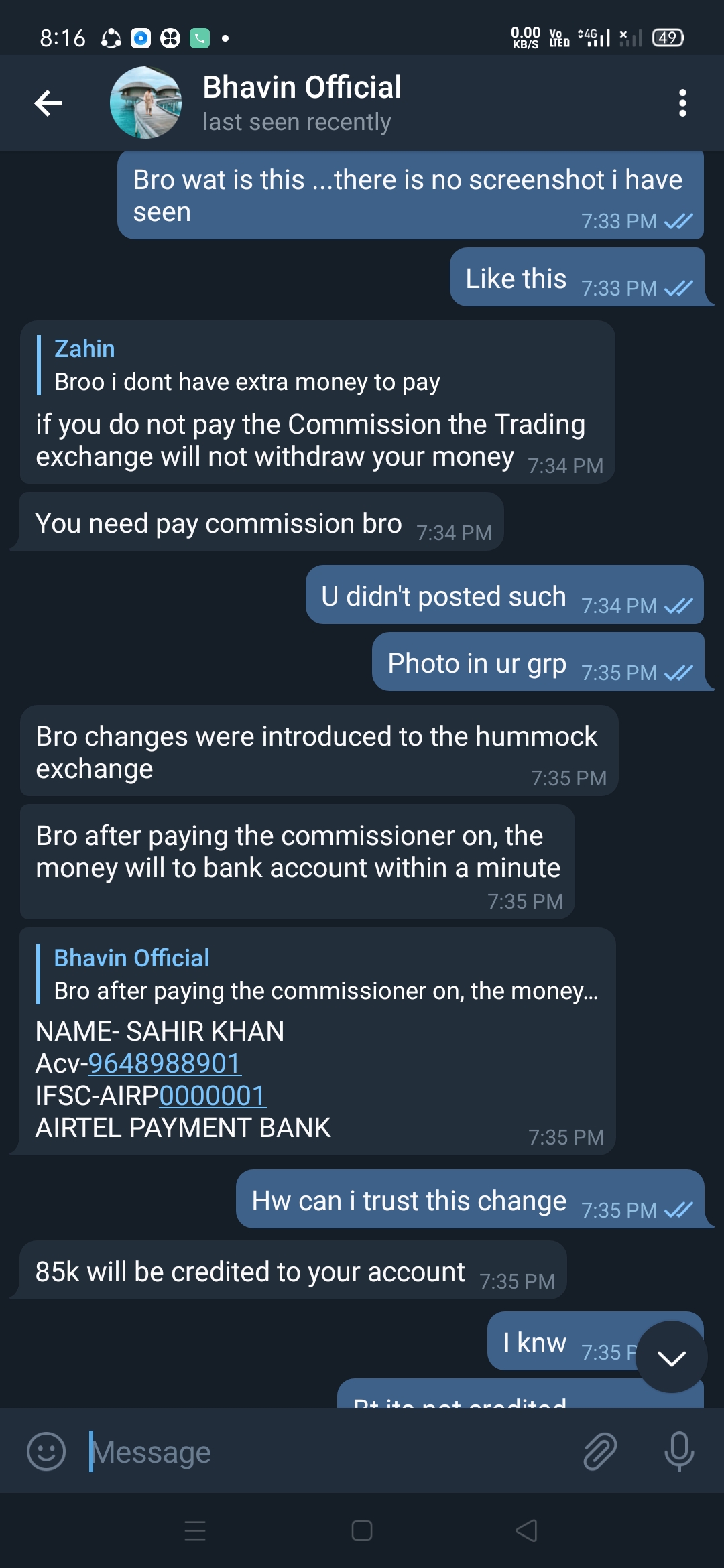Telegram complaint Fraud and scam