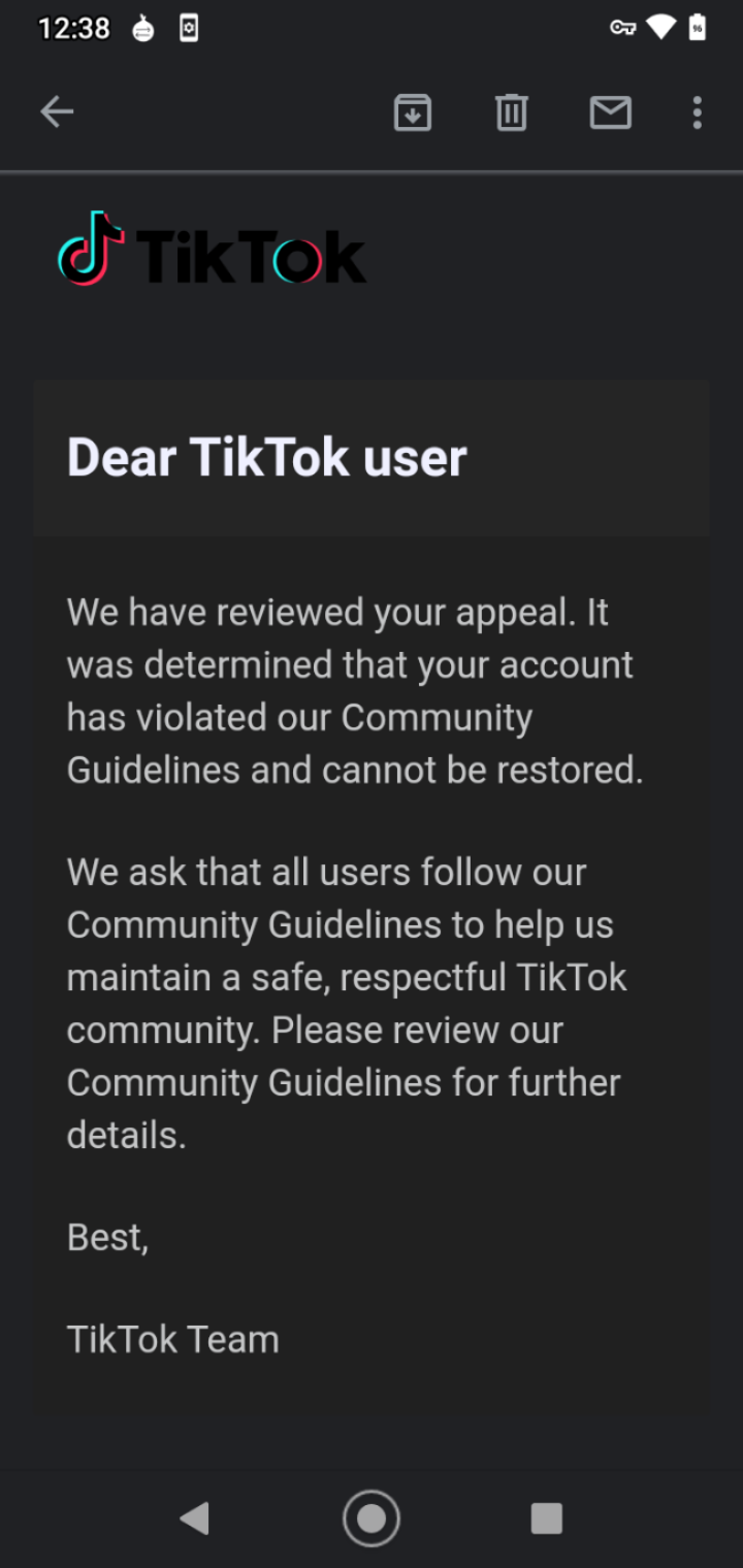 TikTok complaint Permently Suspended my TikTok account