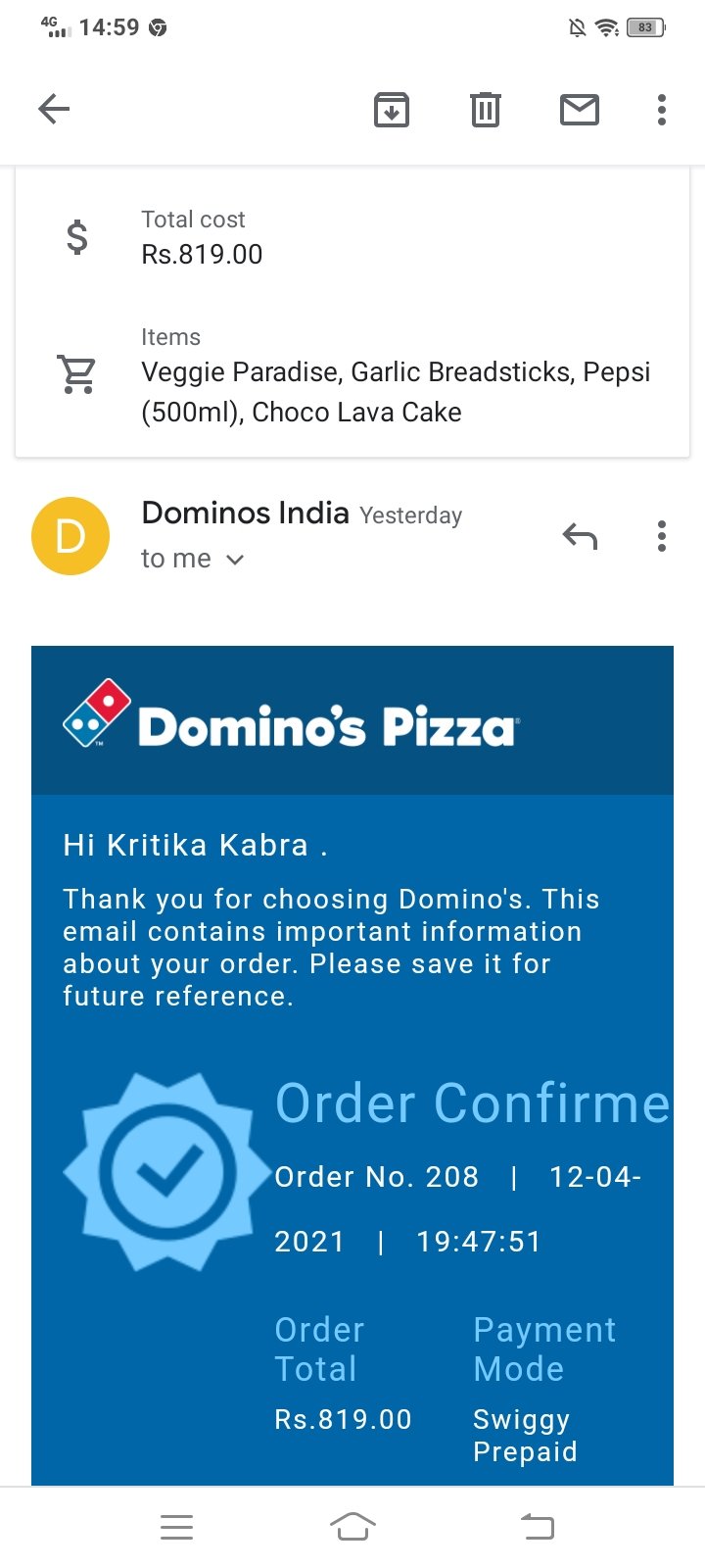 Dominos Pizza complaint Late delivery