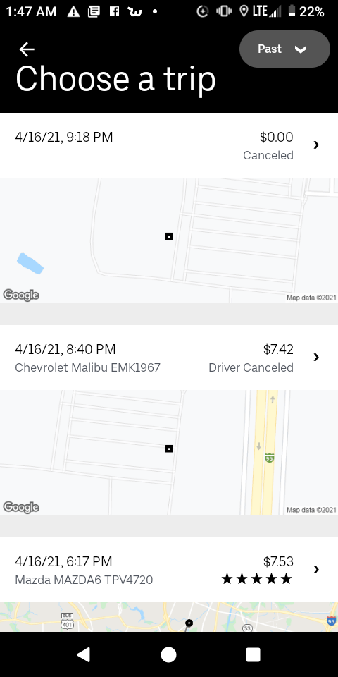 Uber complaint Driver cancelled trip