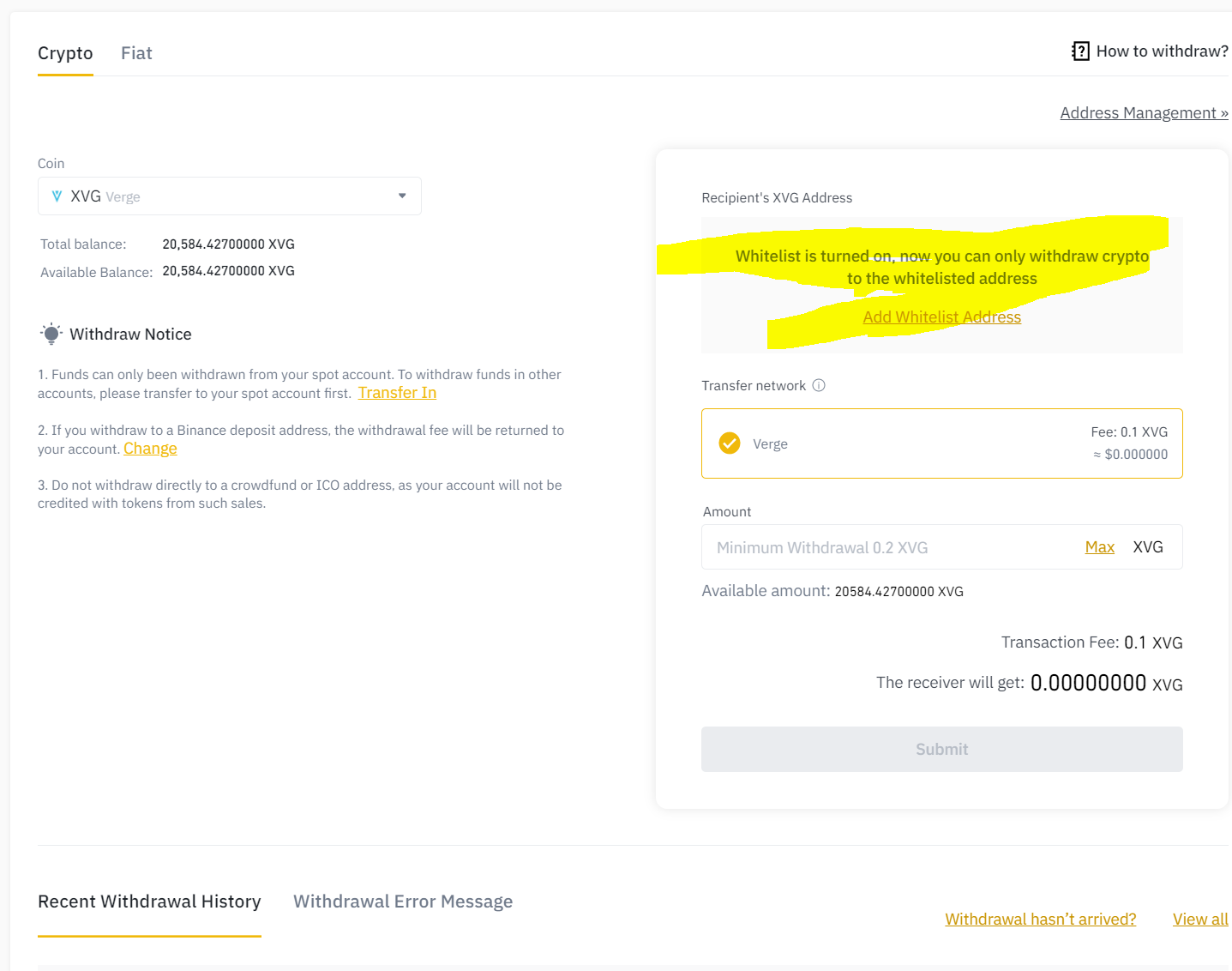 Binance complaint I can't Withdraw
