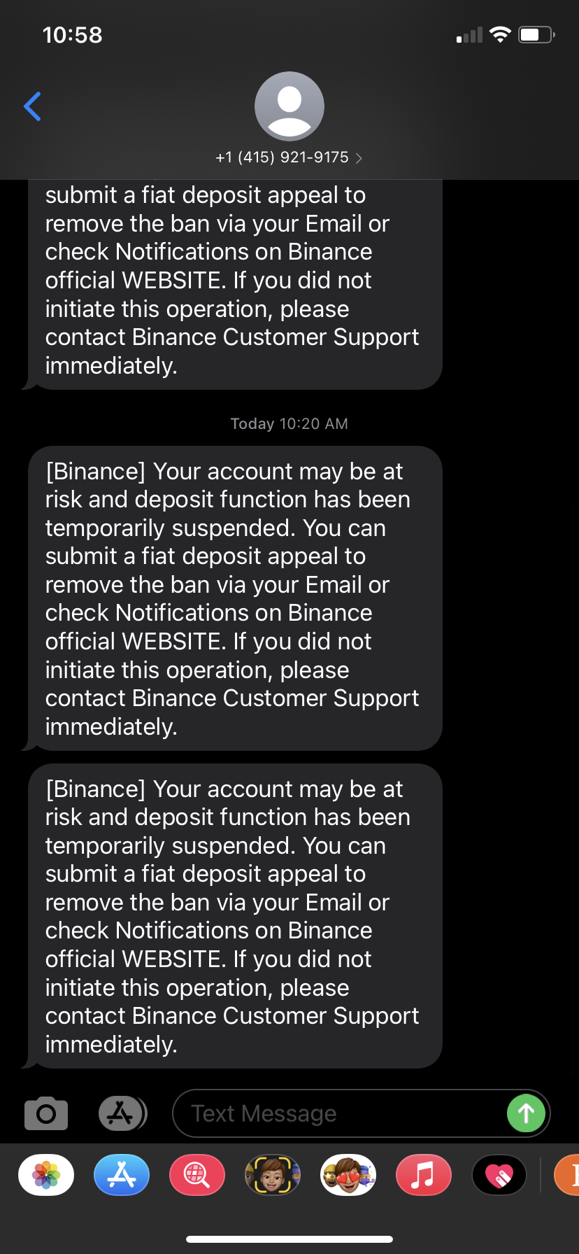 Binance complaint Deposit function temporarily suspended
