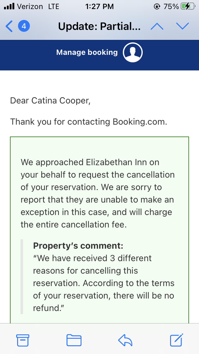 Booking.com complaint refund