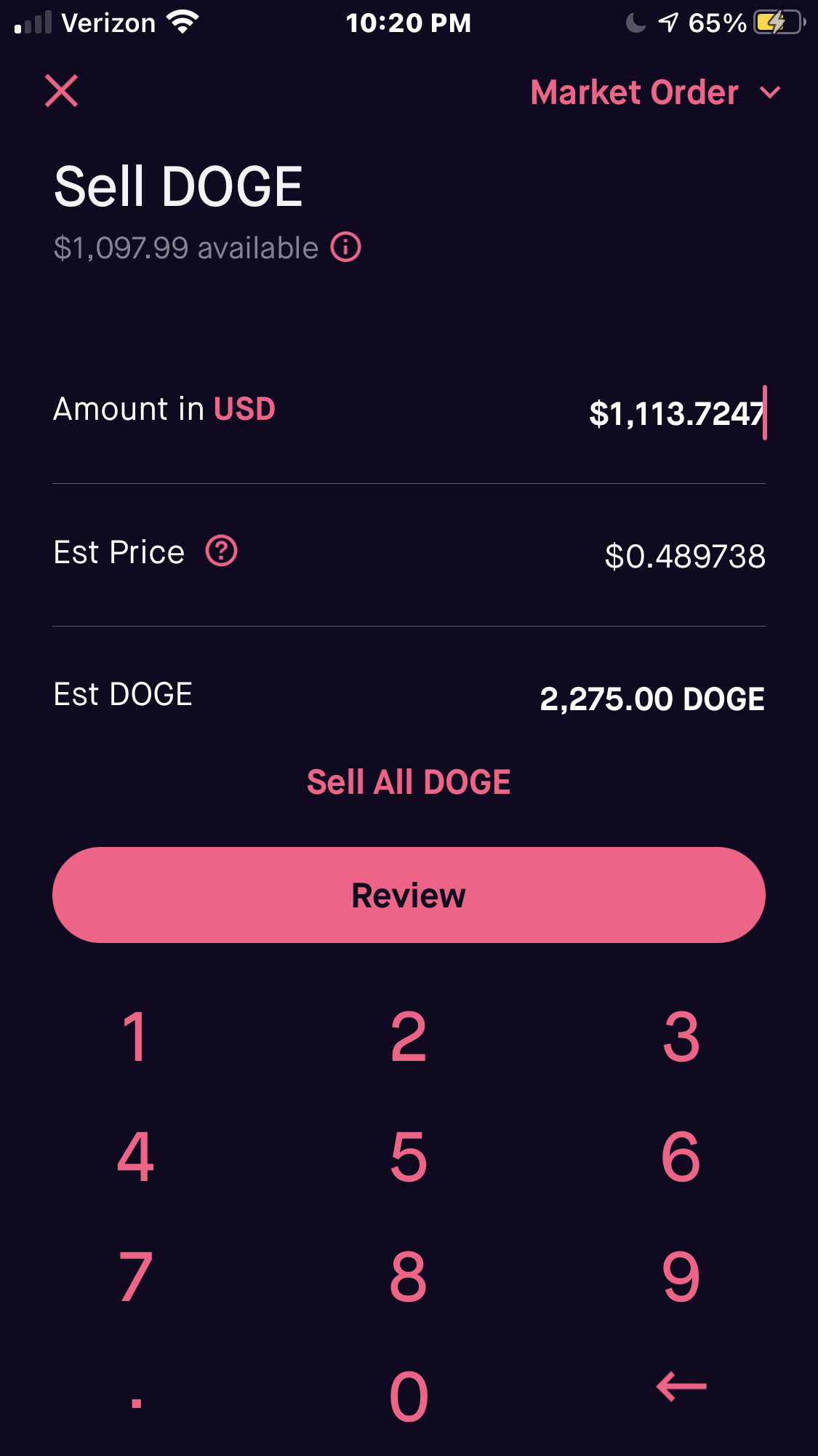 Robinhood complaint Unable to sell dodgecoin