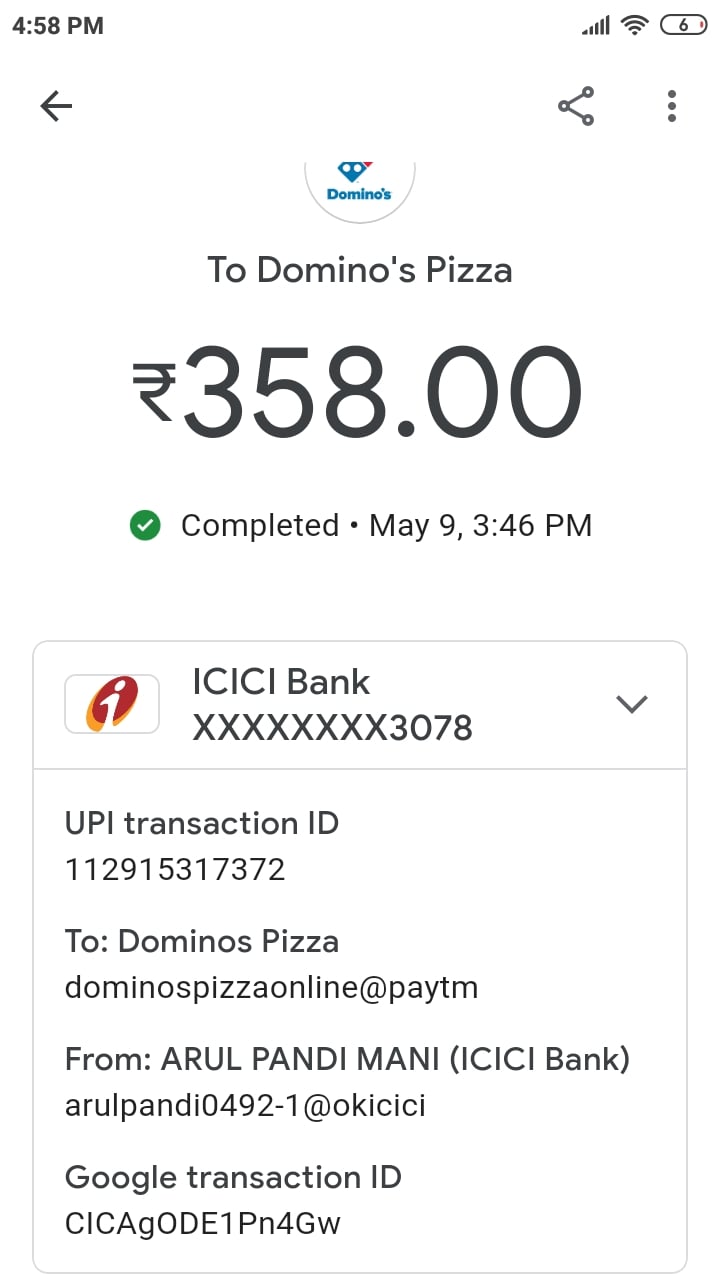 Dominos Pizza complaint Amount debited but not delivered