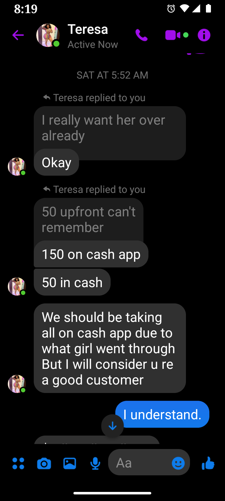 Cash App complaint Scammed for services not rendered