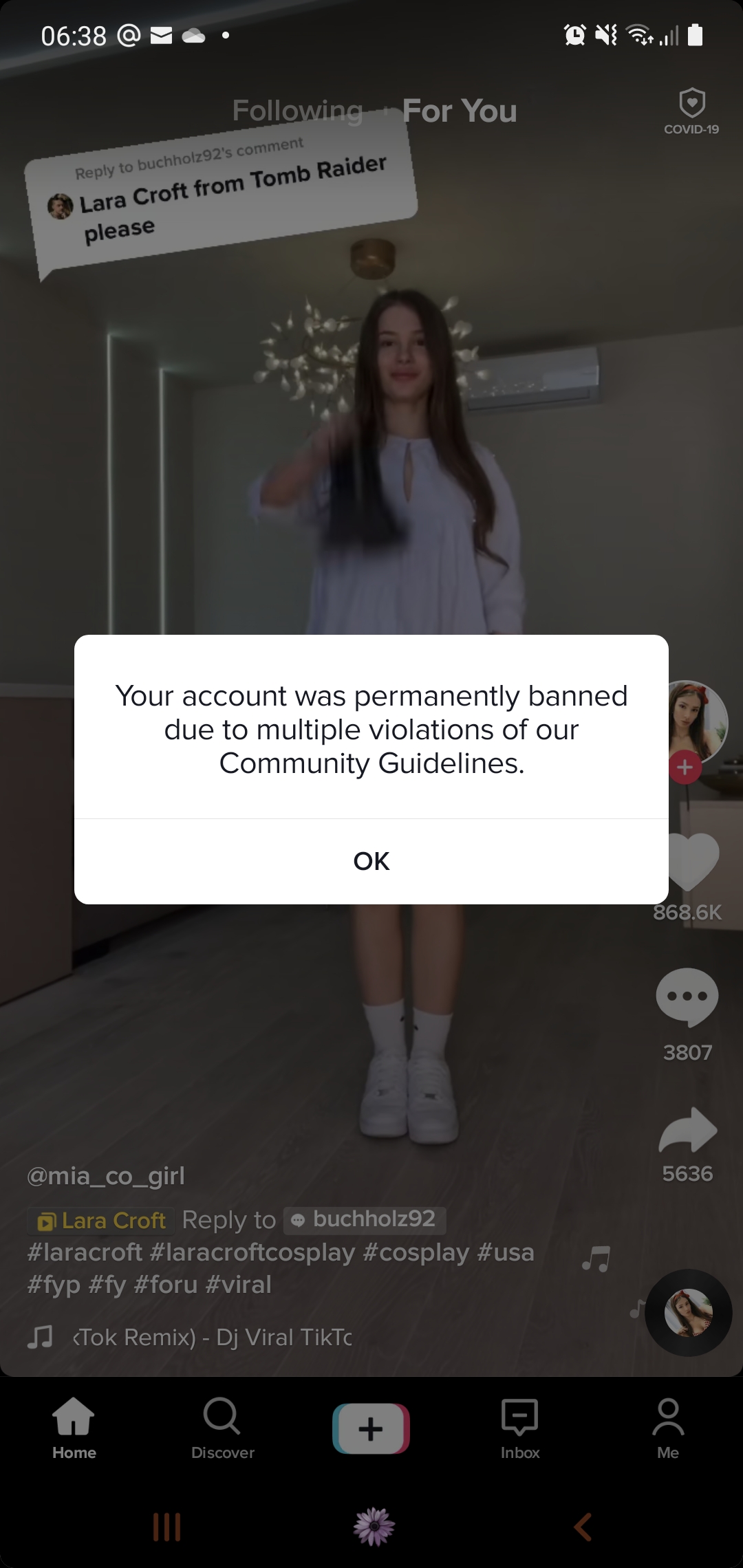 TikTok complaint Account was banned