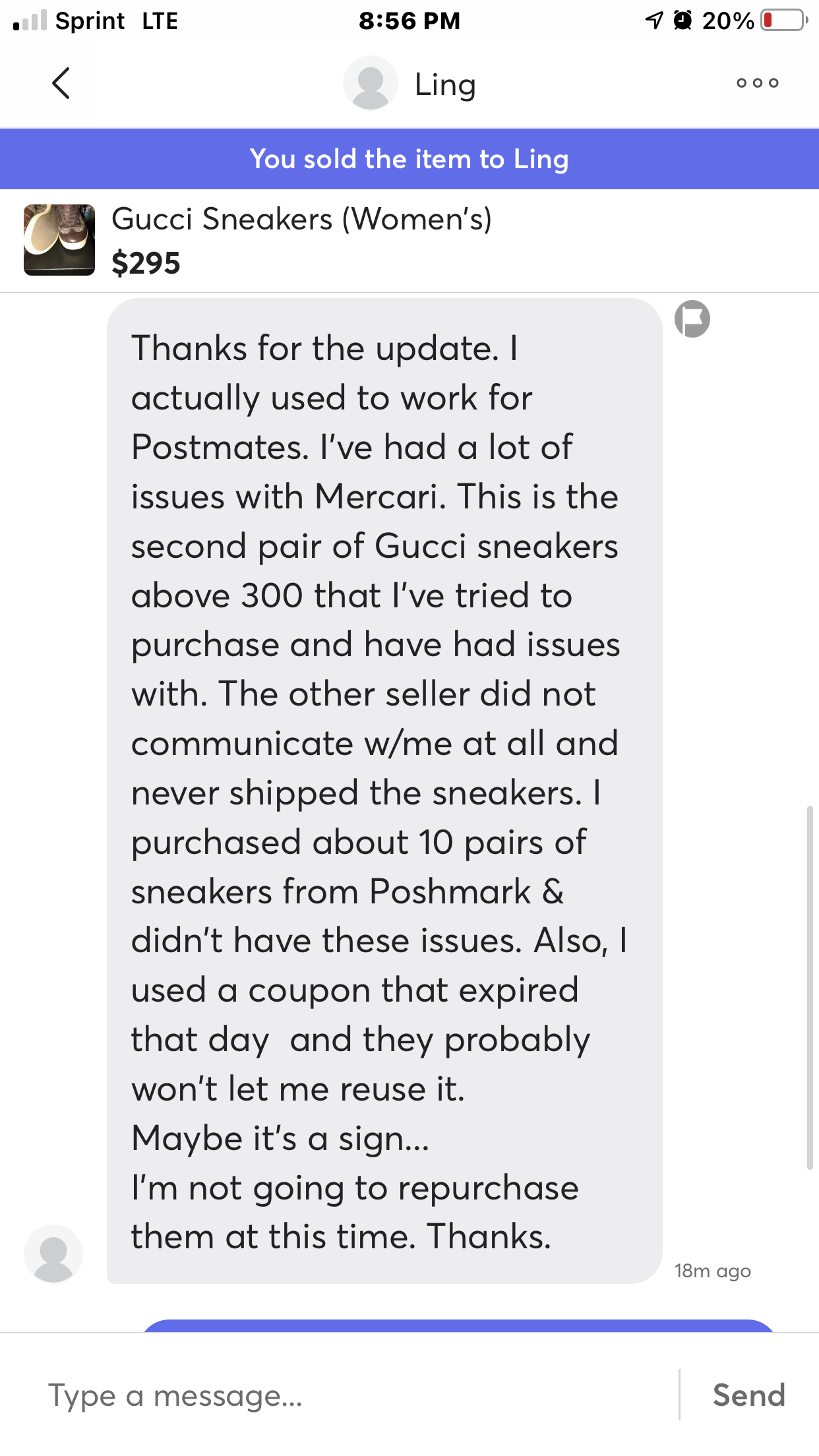 Mercari complaint Mercari’s third party post mate pickup service fid not pickup my package although it is marked that the package was delivered.