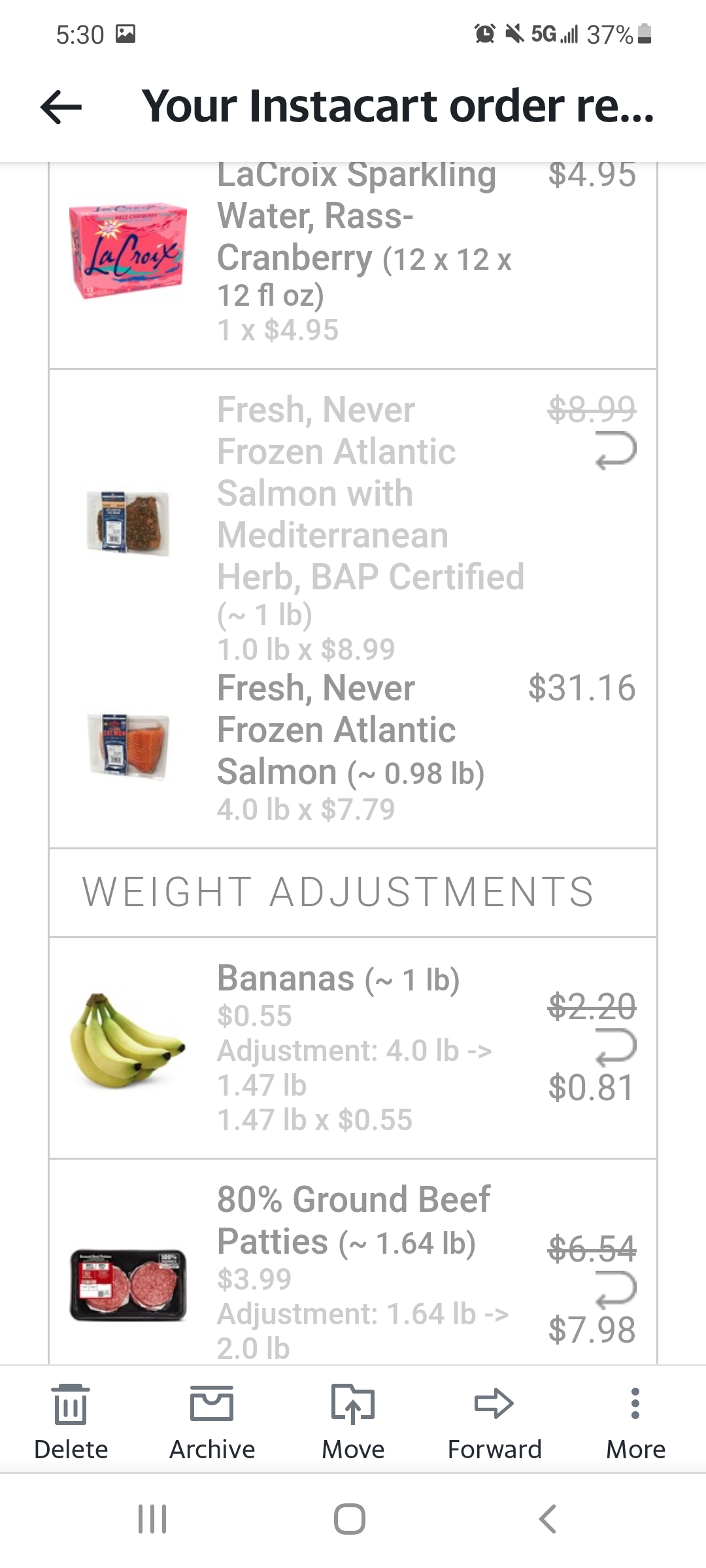 Instacart complaint over charged