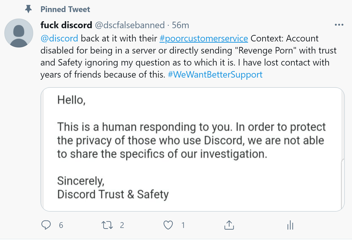Discord complaint Trust and Safety is a Joke