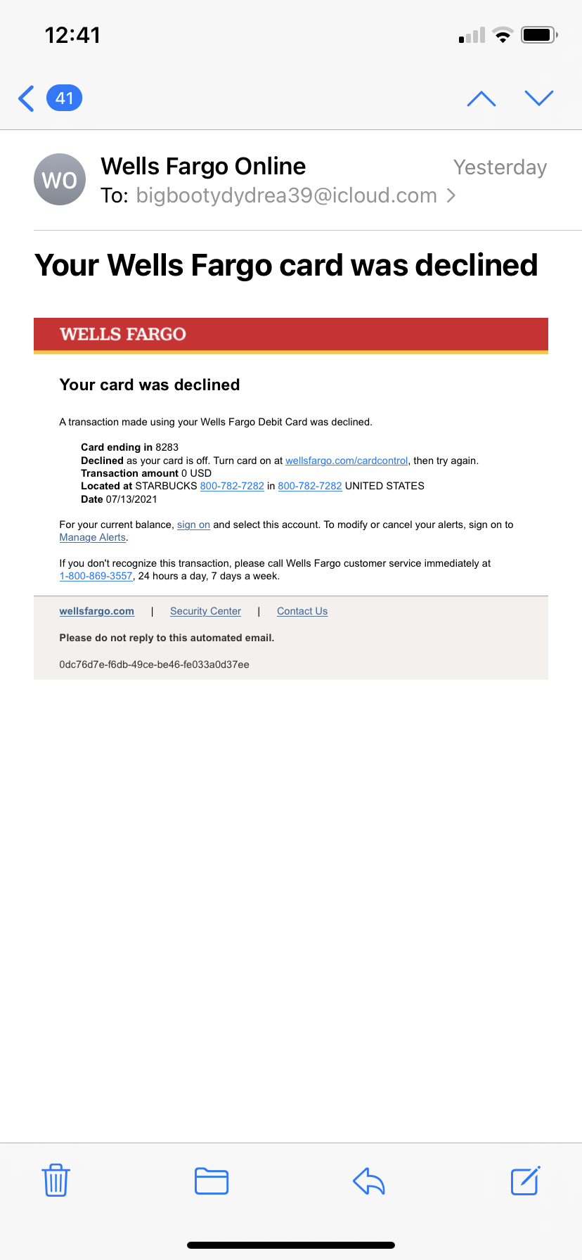 Wingstop complaint Credit card