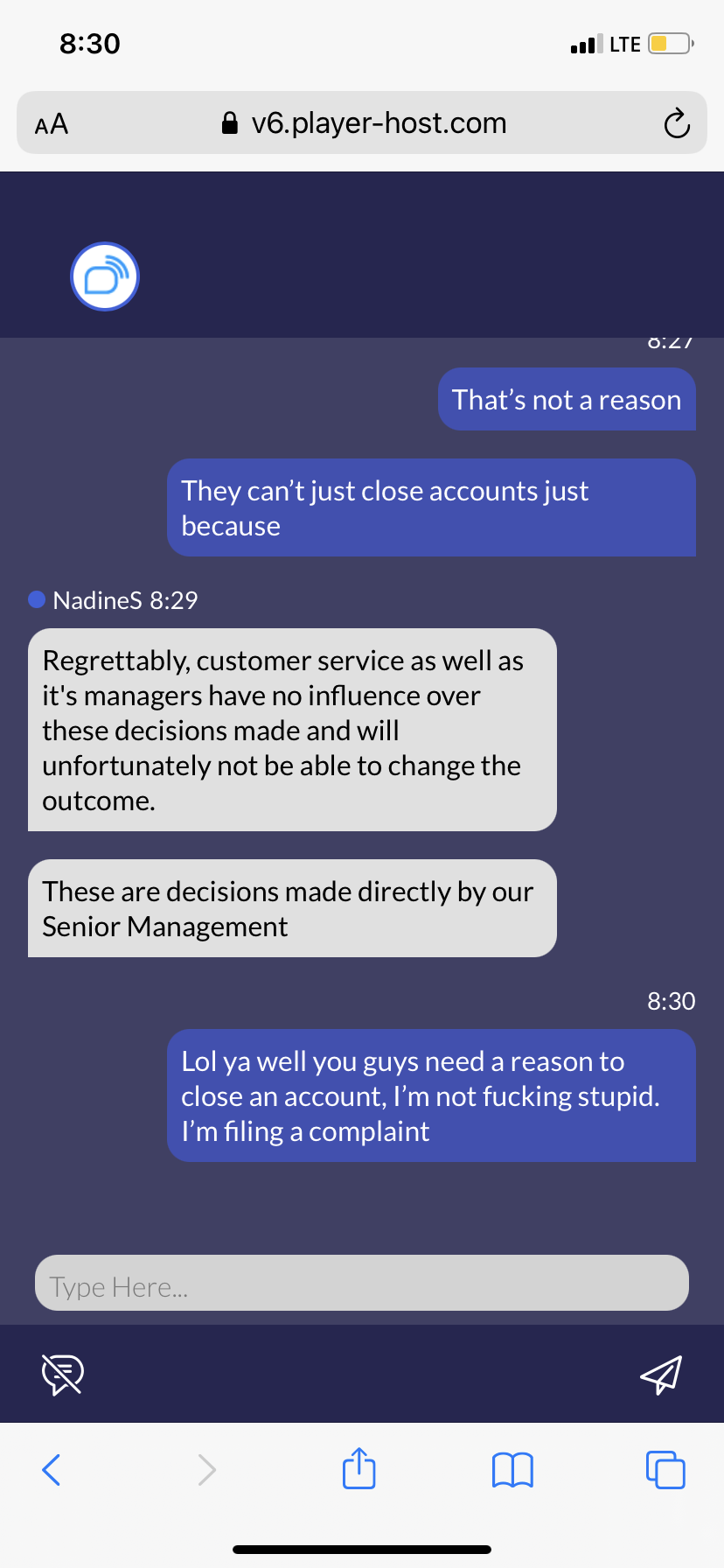 JackpotCity complaint Account closure