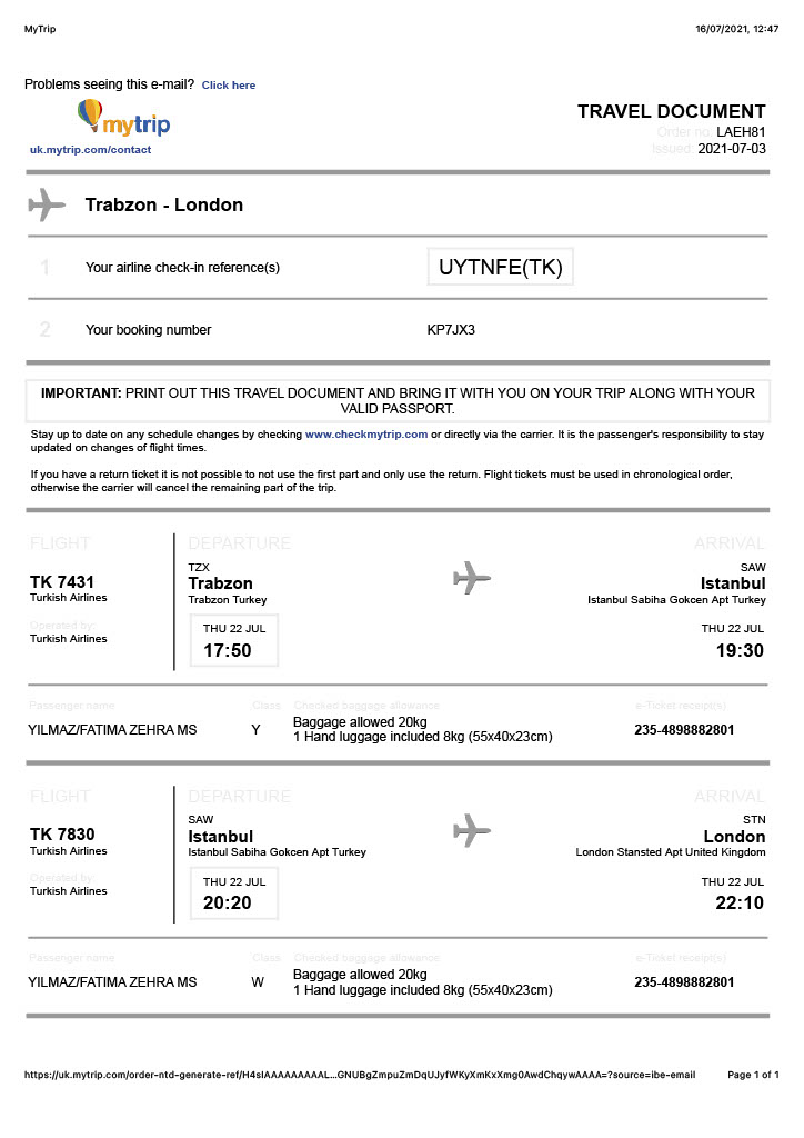 Mytrip.com complaint My flight canceled due to the travel restriction but mytrip is not processing the refund.